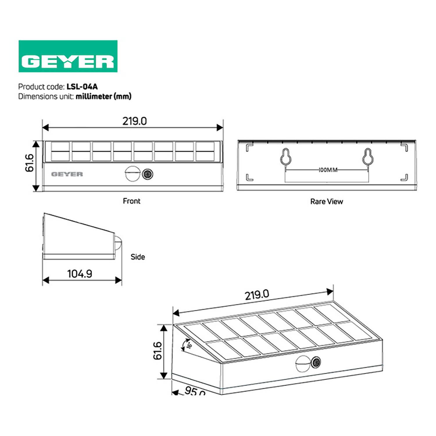 Εικόνα 4 του Geyer Ηλ. Φωτιστικό 6500Κ 800lm IP65