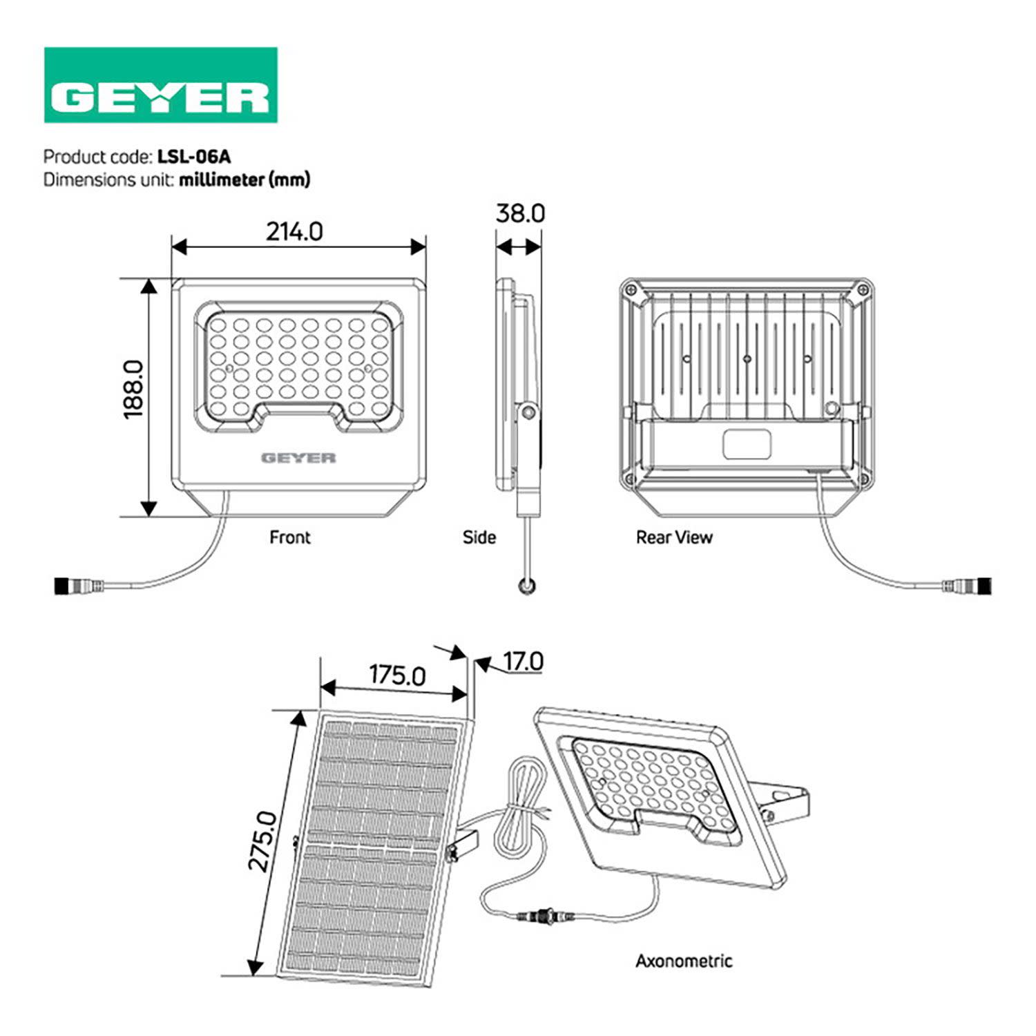 Εικόνα 3 του Geyer Ηλ. Προβολέας 6W 6500Κ 1030lm IP65