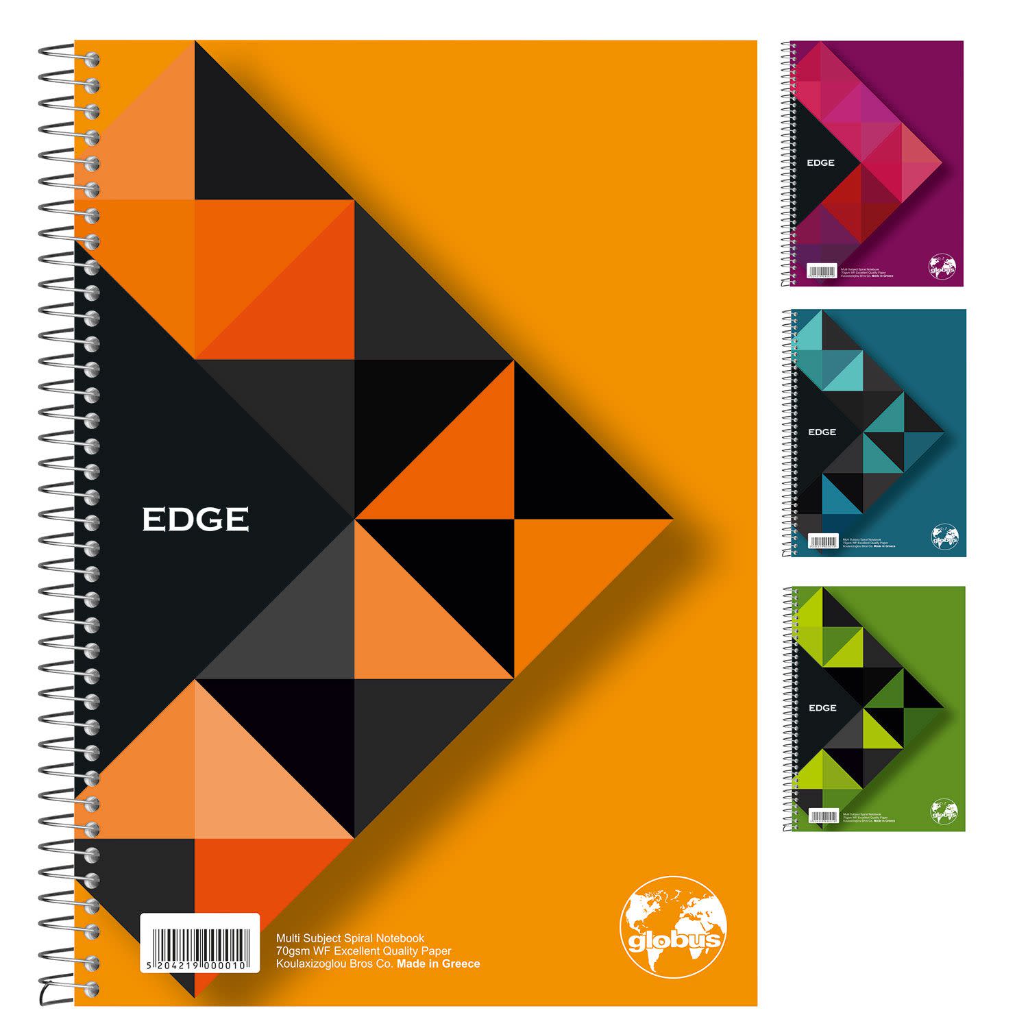 Globus Τετράδιο Σπιράλ Ριγέ A4 2 Θεμάτων Edge 60 Φύλλα