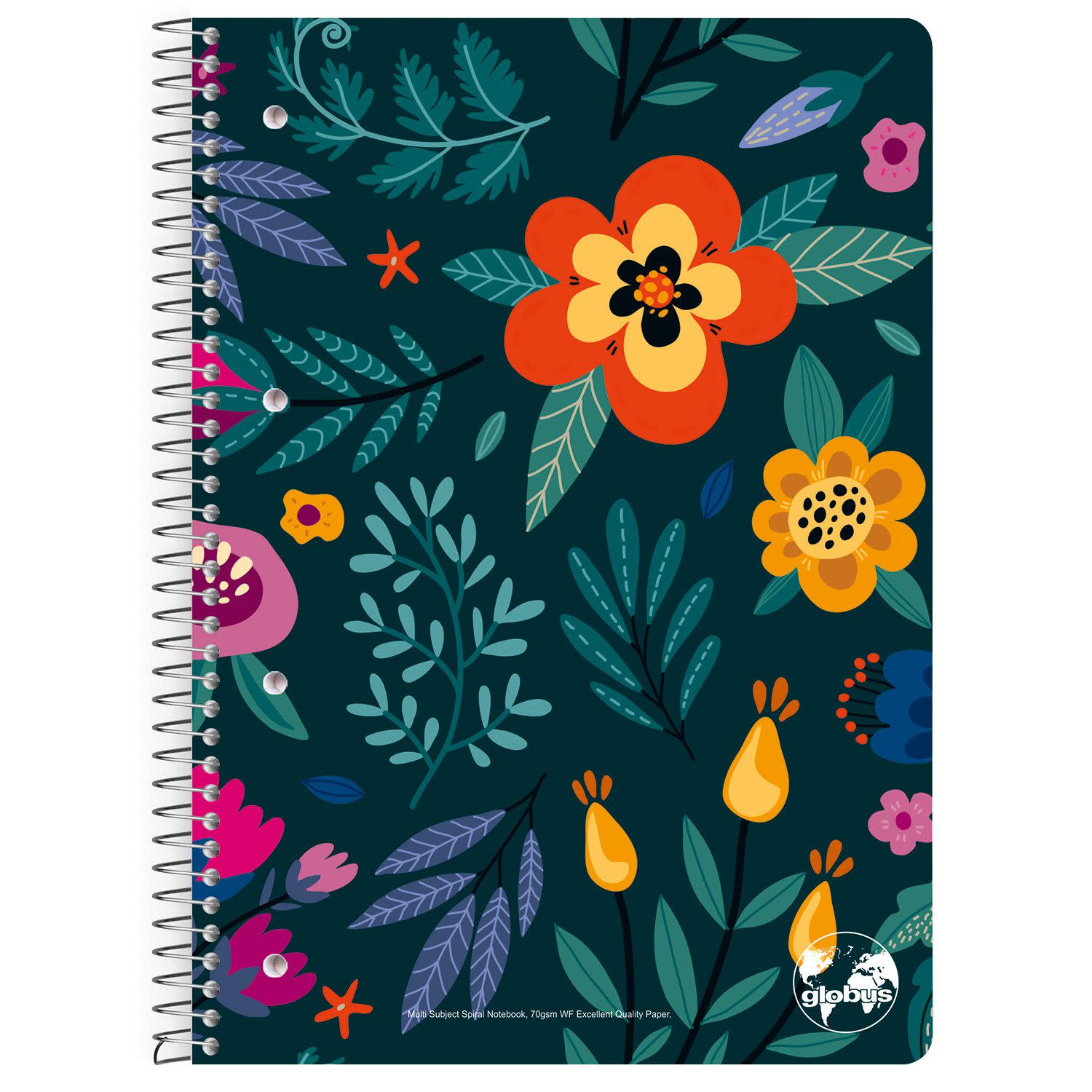 Εικόνα 3 του Globus Τετράδιο Σπιράλ Ριγέ A4 2 Θεμάτων Floral 60 Φύλλα