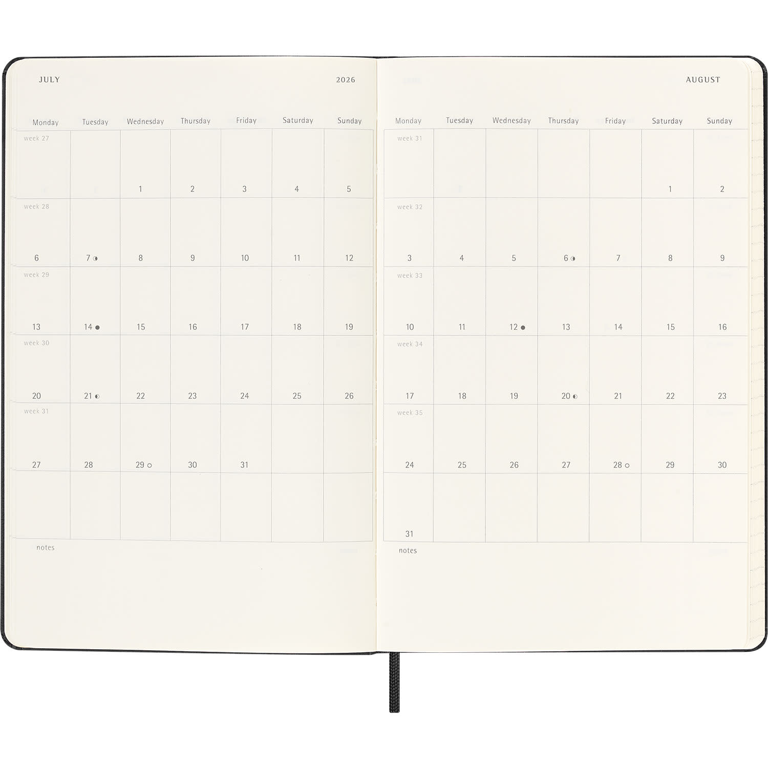 Εικόνα 4 του Moleskine 2025-2026 Ακαδημαικό Ημερολόγιο Εβδομαδιαίο L Black Σκληρό Εξώφυλλο