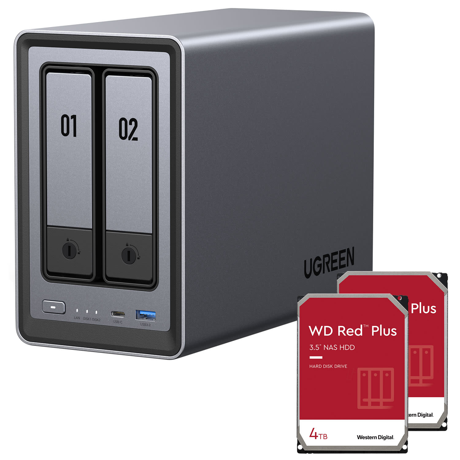 Εικόνα 1 του Ugreen DXP2800 NAS & 2x 4TB WD Red Plus