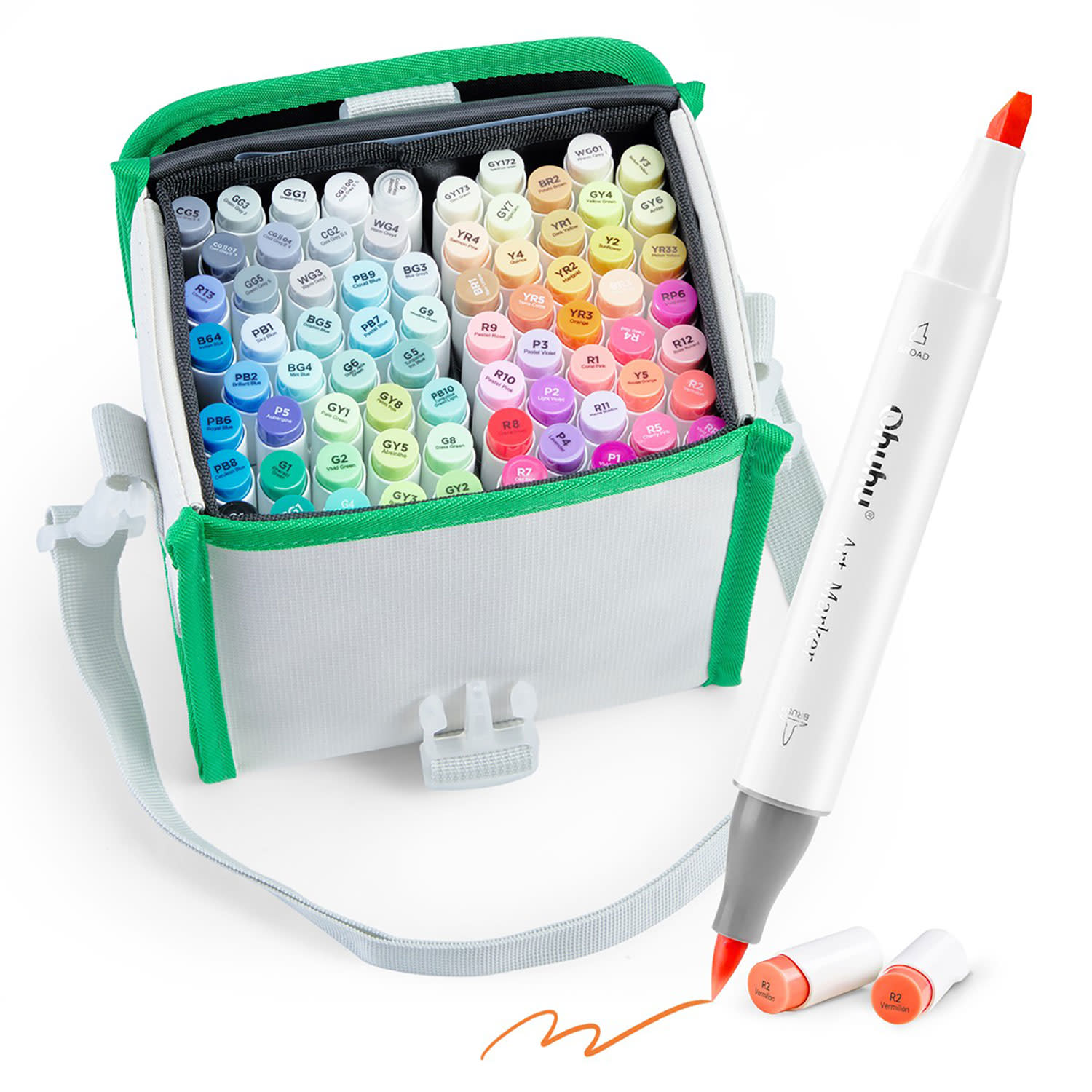 Εικόνα 1 του Ohuhu Μαρκαδόροι Ζωγραφικής Honolulu με διπλή μύτη Brush & Chisel 72τεμ & 1 Blender