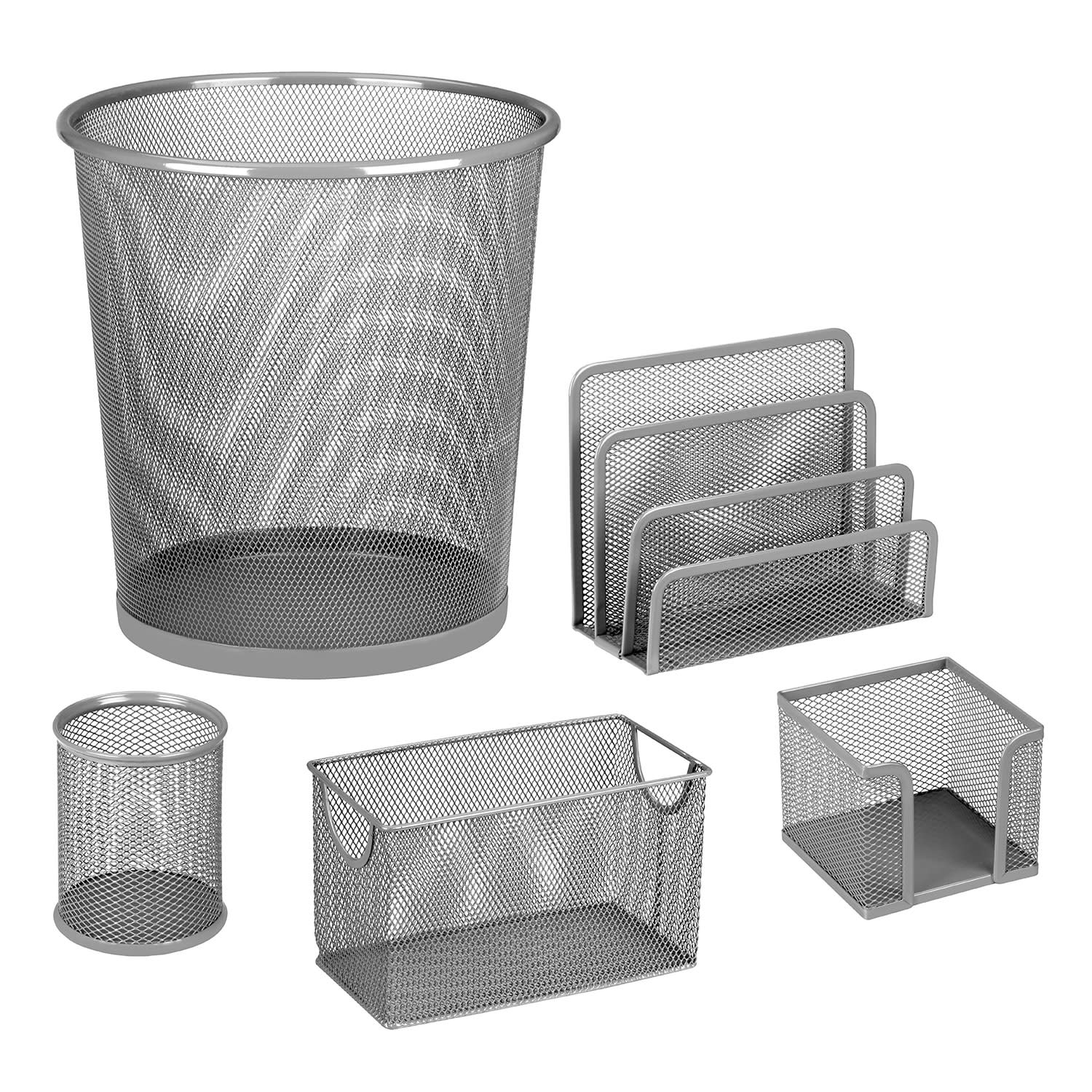 Sentio Σετ Οργάνωσης Γραφείου Μεταλλικό Ασημί 5τεμ.