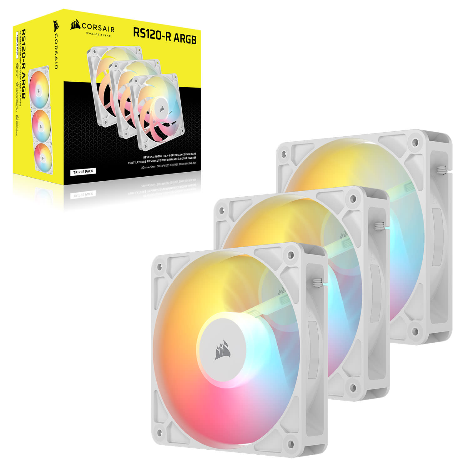 Corsair Fan RS120 ARGB Triple Pack White Reverse
