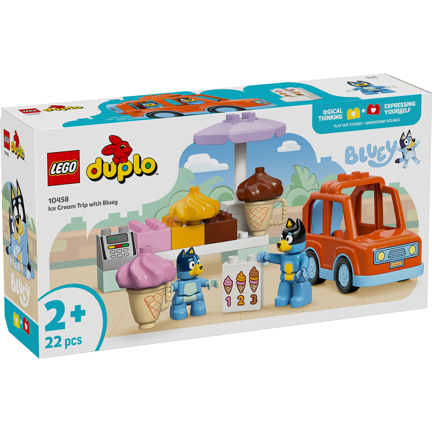Κάνε κλικ για να δεις την εικόνα 1 του LEGO DUPLO® Bluey Βόλτα για Παγωτό με τη Μπλούι 10458