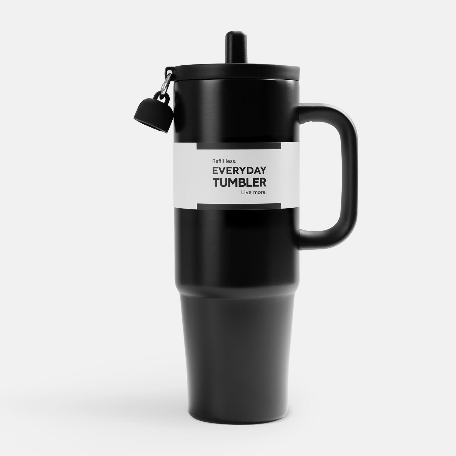 Sentio Παγούρι με Καλαμάκι 900ml Μάυρο