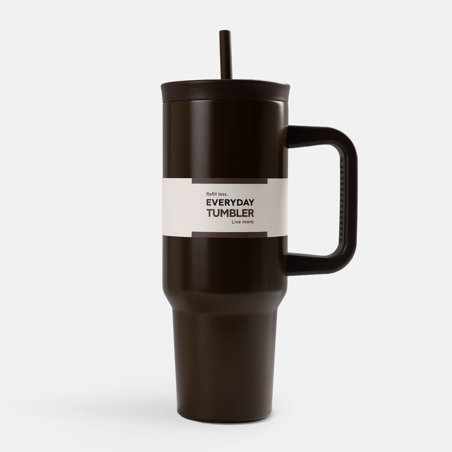 Sentio Παγούρι με Καλαμάκι 1200ml Καφέ