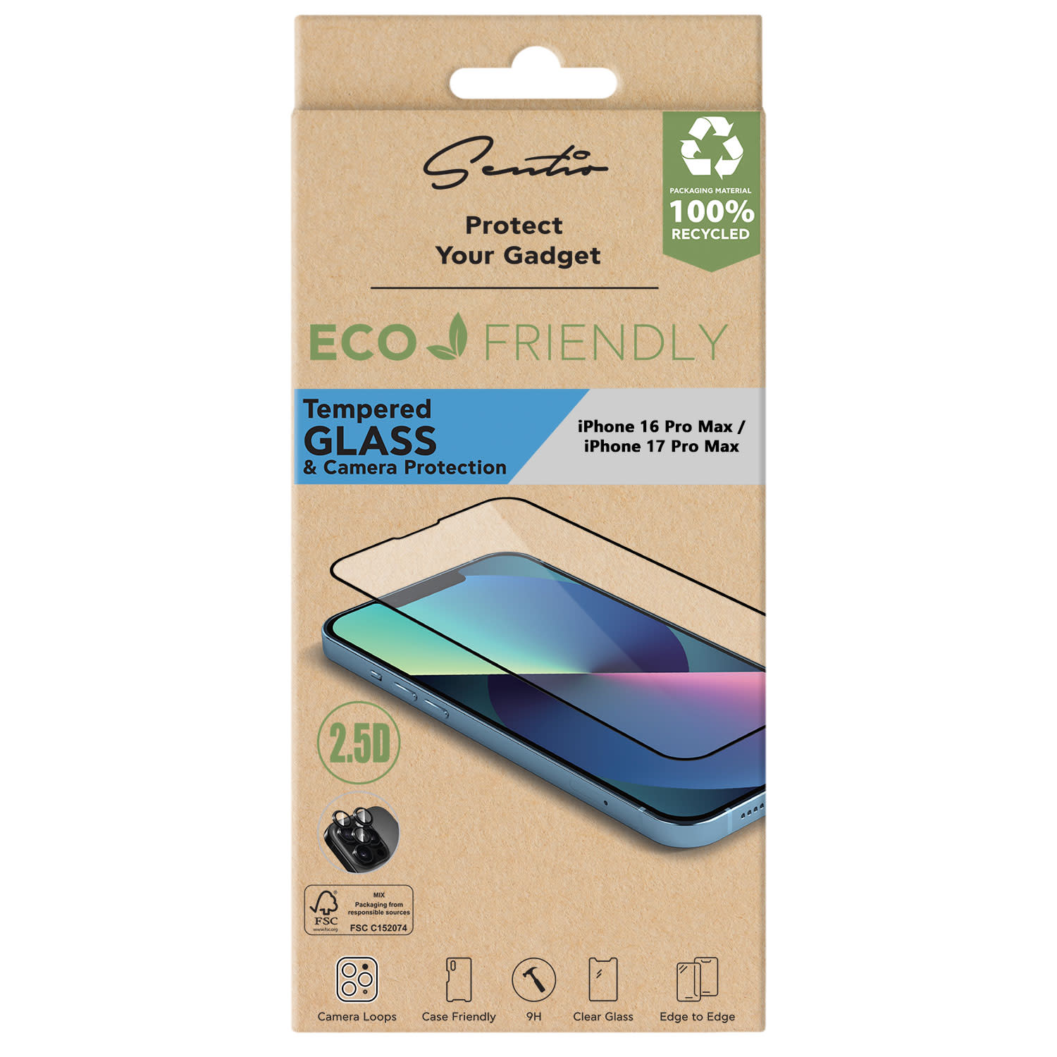 Εικόνα 1 του Sentio Γυαλί Tempered 2.5D για iPhone 16 Pro Max / 17 Pro Max & Loop Γυαλί Προστασίας Καμερών