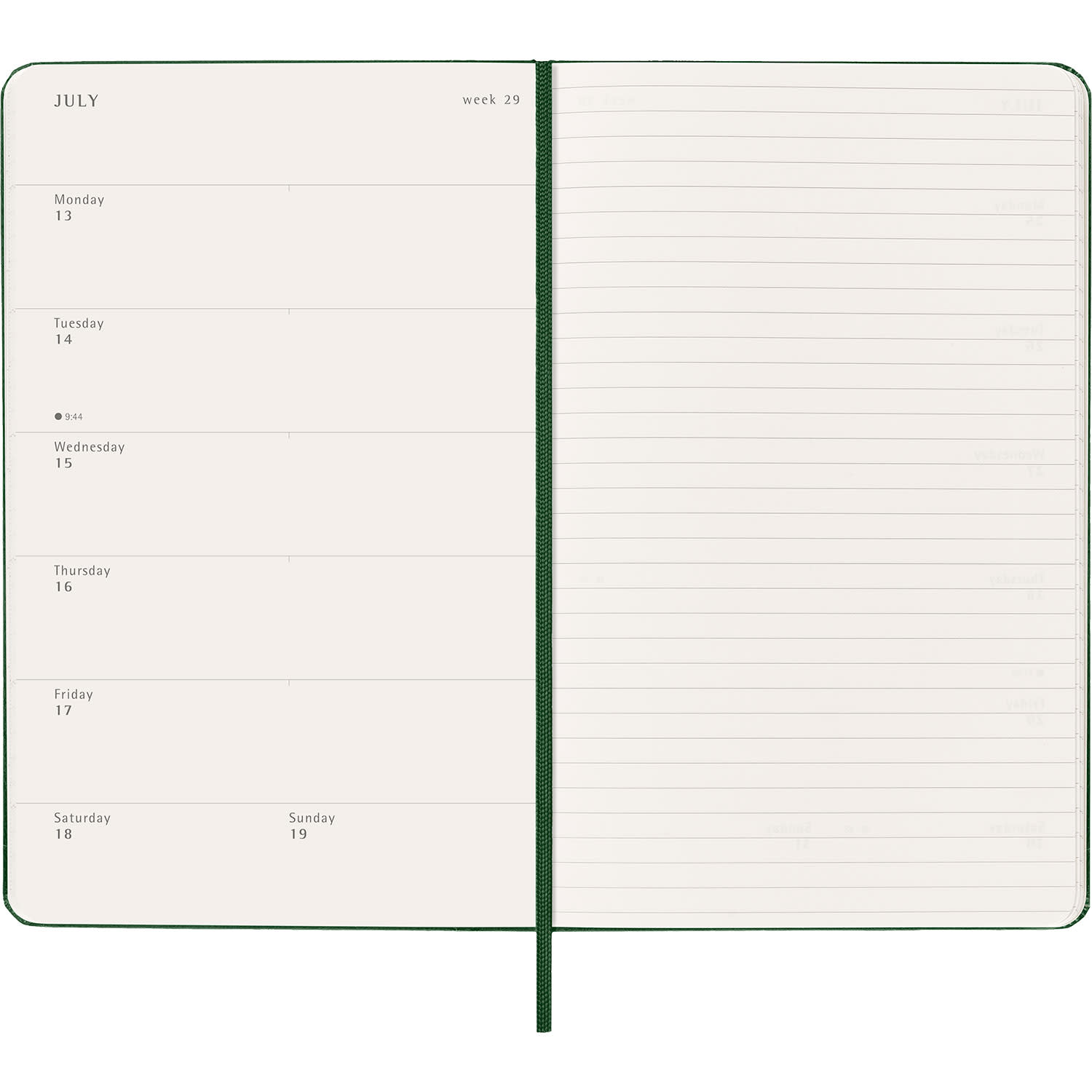 Εικόνα 2 του Moleskine 2026 Ημερολόγιο Εβδομαδιαίο L Myrtle Green Σκληρό Εξώφυλλο