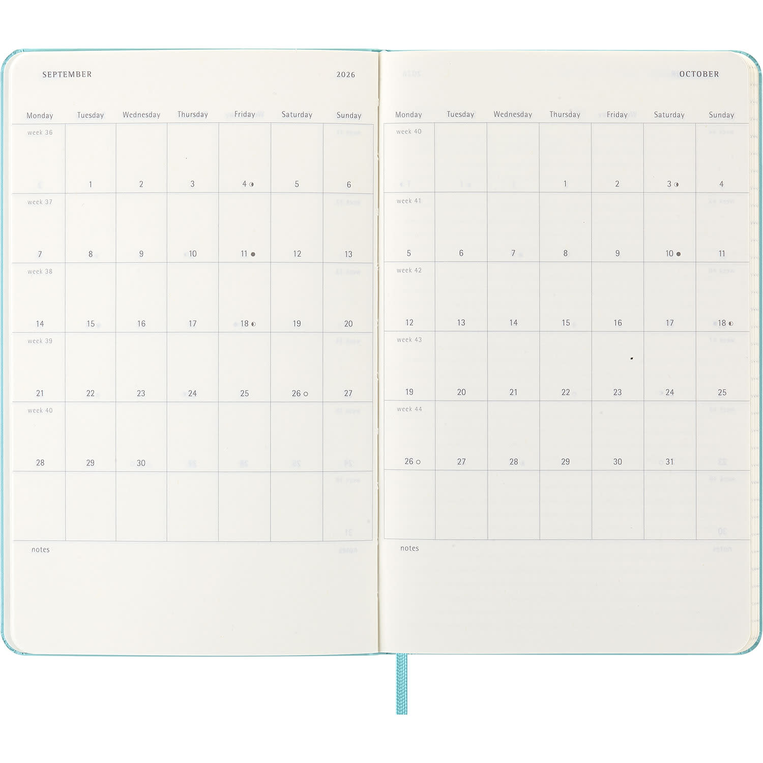 Εικόνα 3 του Moleskine 2026 Ημερολόγιο Εβδομαδιαίο L Aquamarine Σκληρό Εξώφυλλο