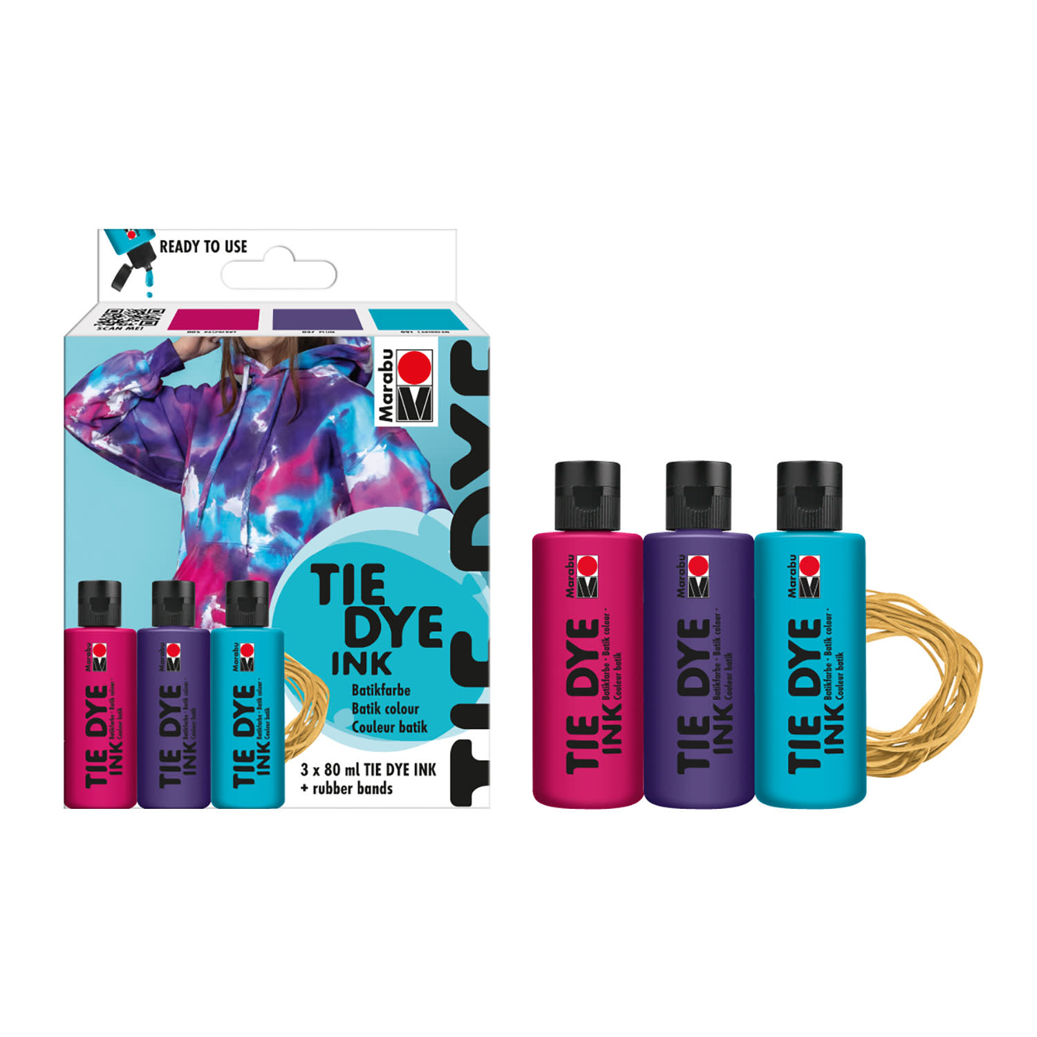 Marabu Χρώματα Για Ύφασμα Tie Dye Trend 3x80ml