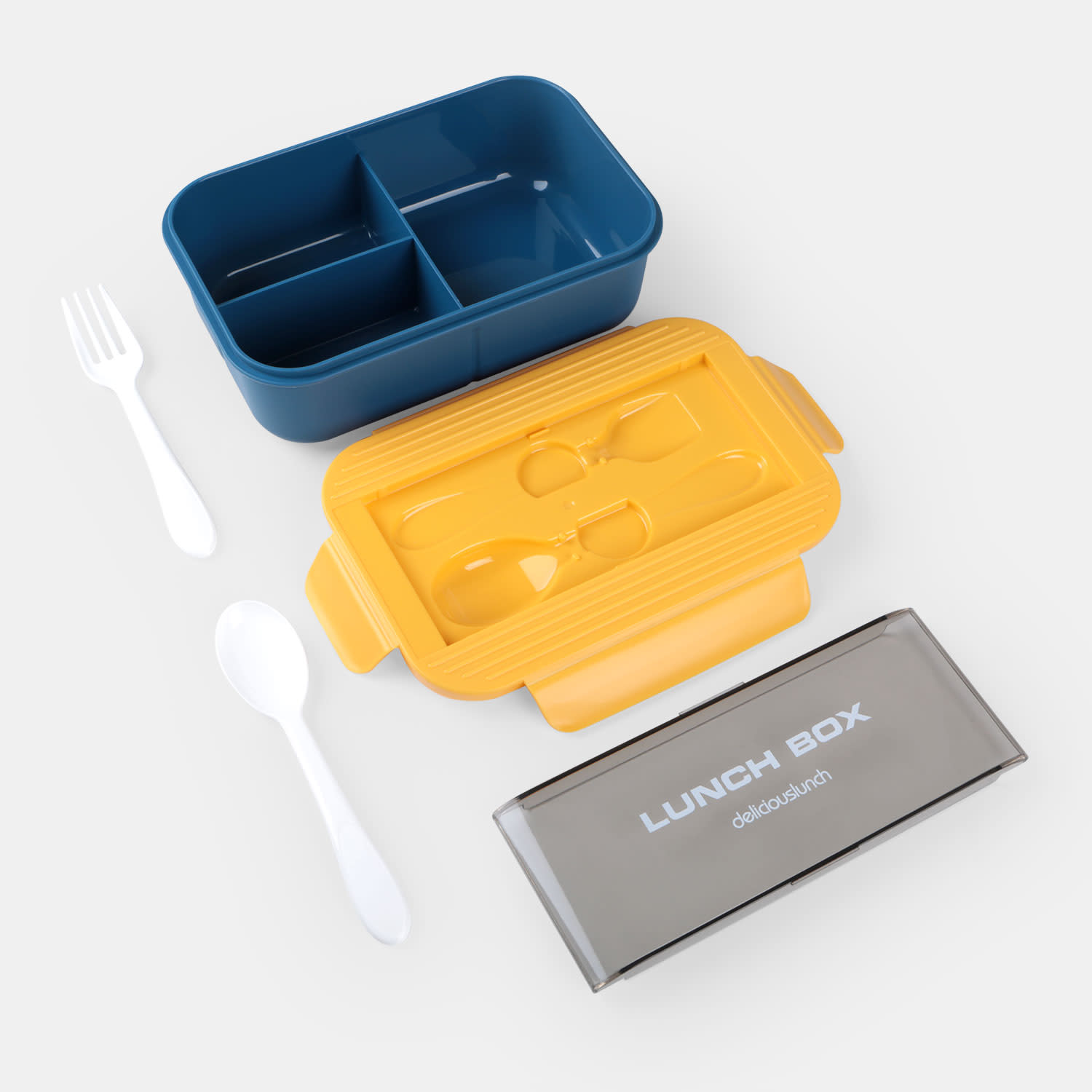 Εικόνα 3 του Sentio Δοχείο Φαγητού με 3 χωρίσματα 1200ml Μπλε-Κίτρινο