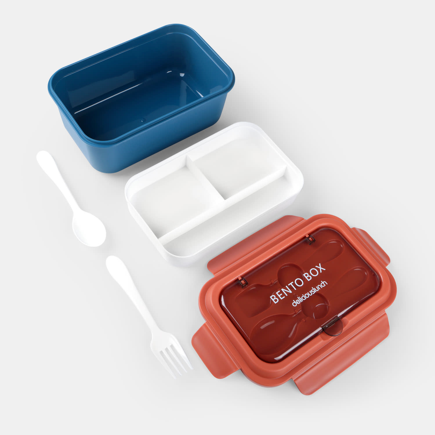 Εικόνα 3 του Sentio Δοχείο Φαγητού με 3 χωρίσματα 1500ml Μπλε-Κόκκινο