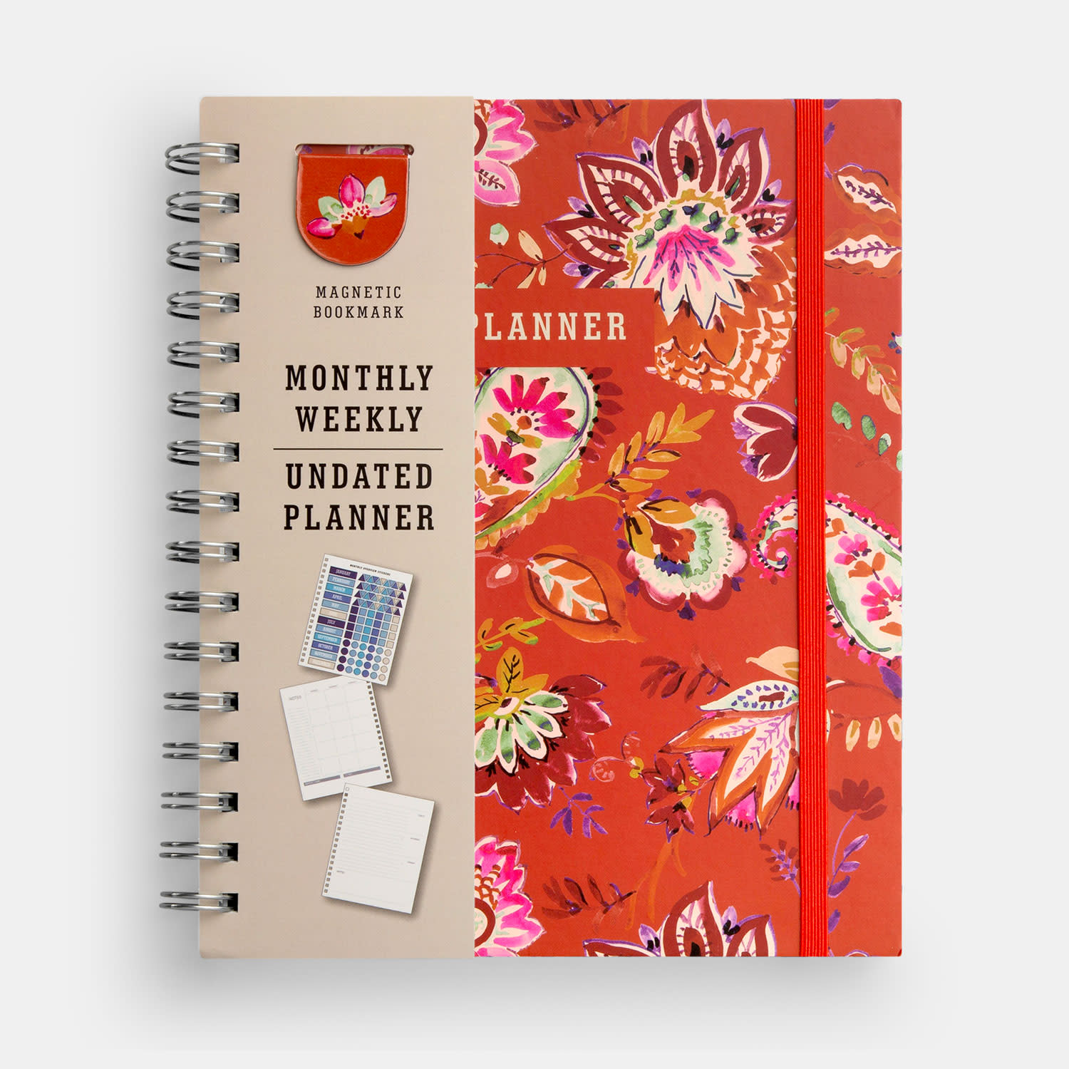 Sentio Σπιράλ Planner με Σελιδοδείκτη Paisley Orange