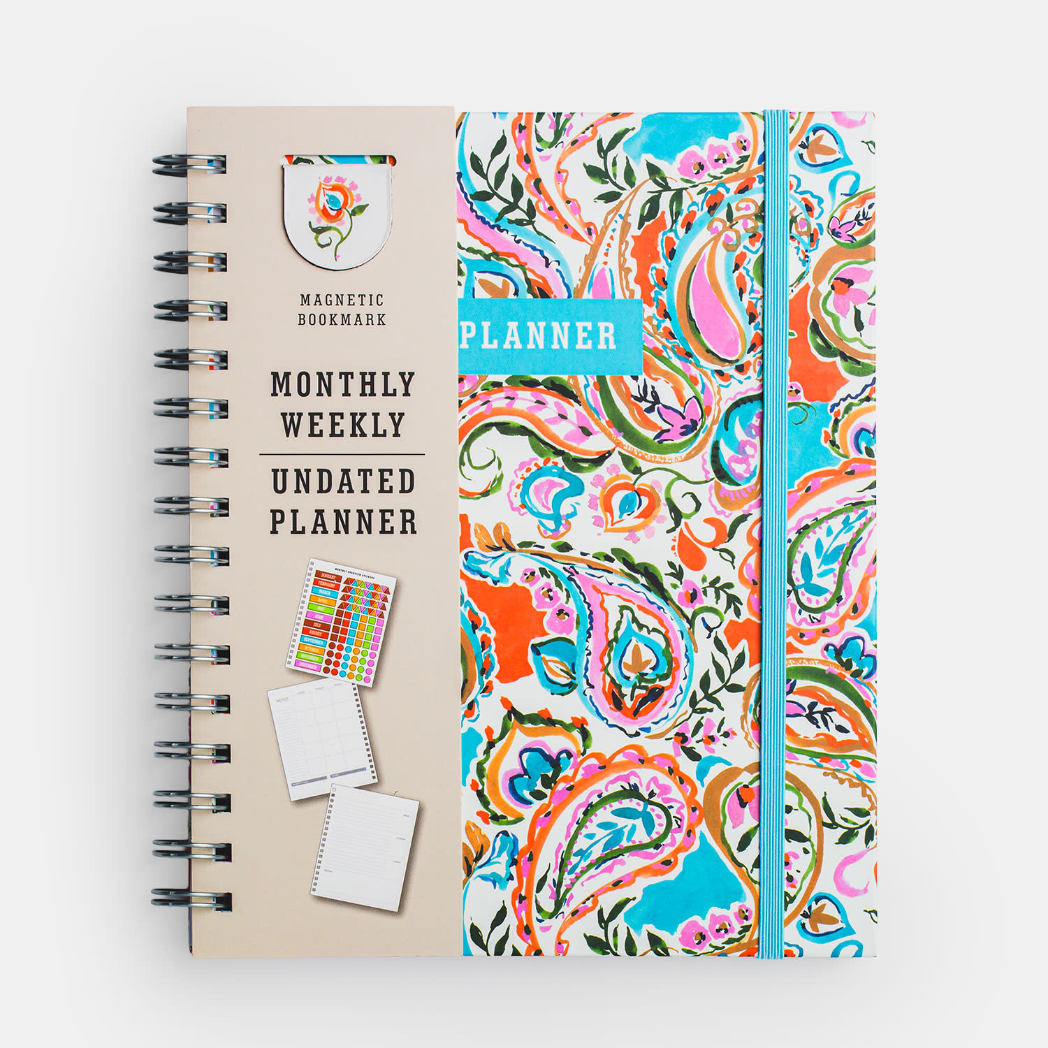 Sentio Σπιράλ Planner με Σελιδοδείκτη Paisley Light Blue