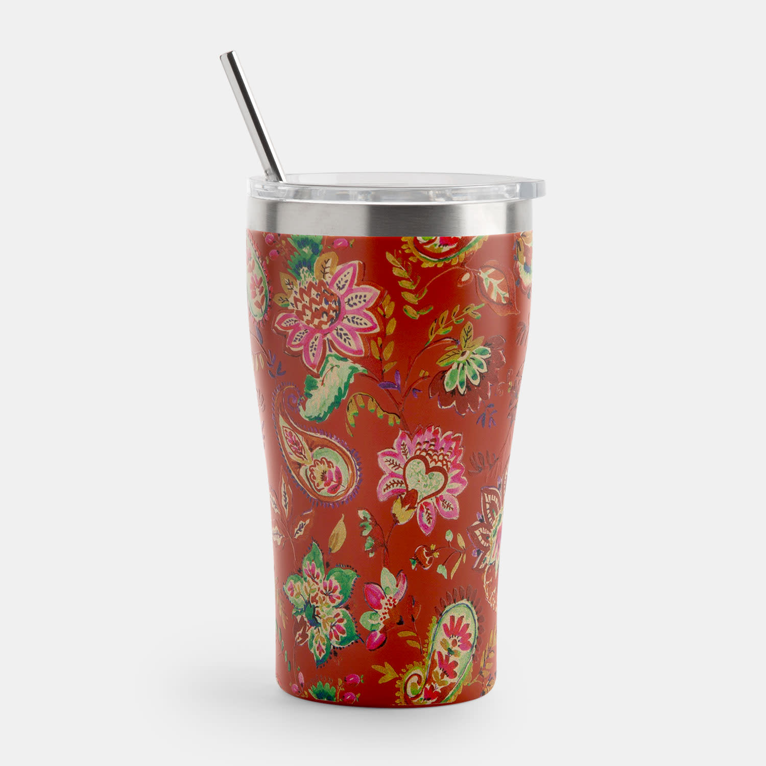 Sentio Κούπα Ταξιδίου με Καλαμάκι 500ml Paisley Orange