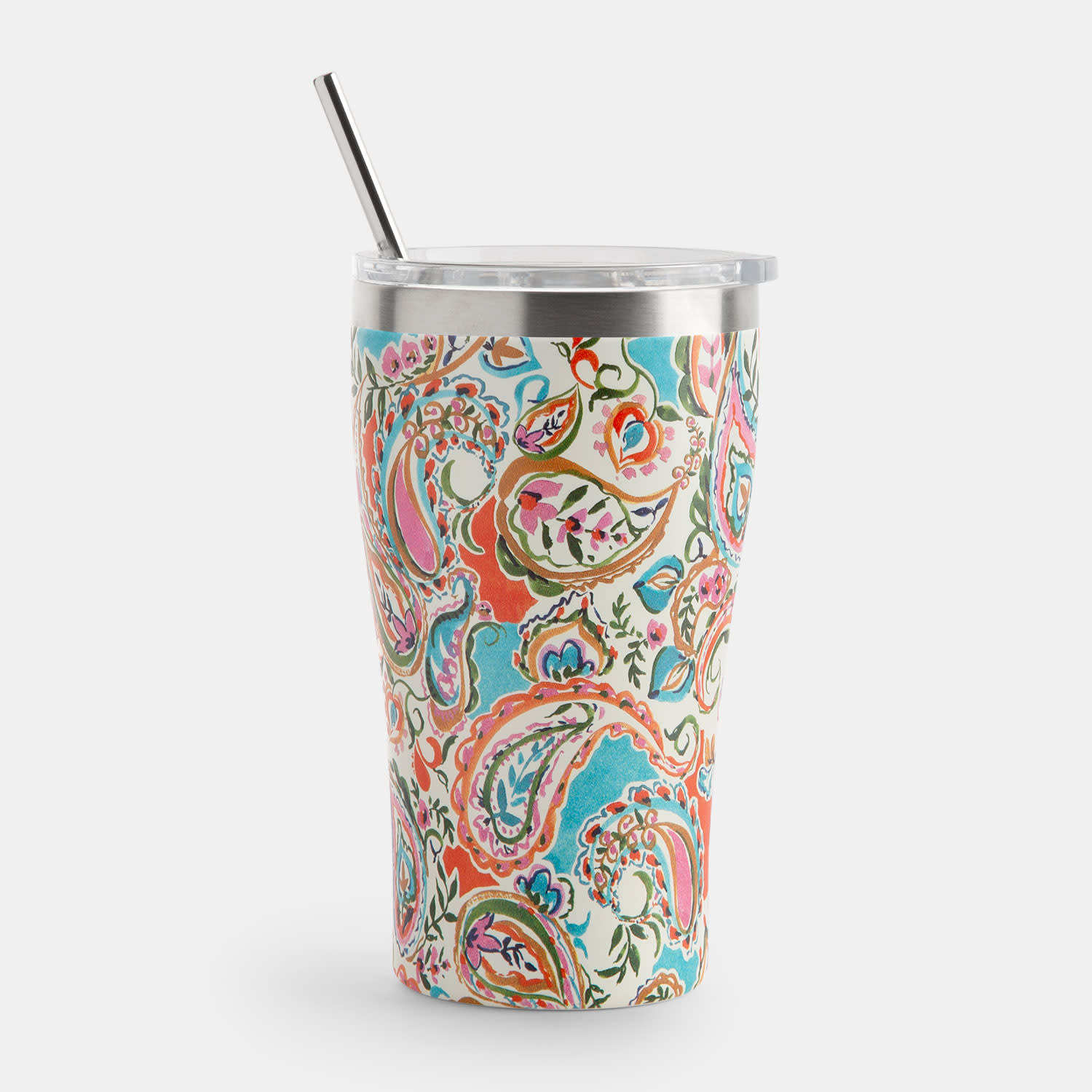 Sentio Κούπα Ταξιδίου με Καλαμάκι 500ml Paisley Light Blue