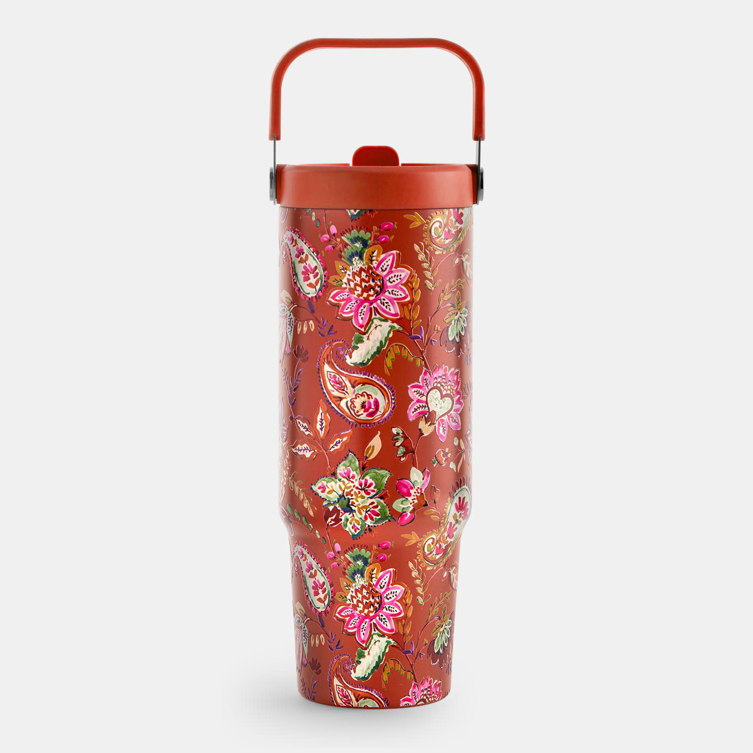 Sentio Παγούρι με Ενσωματωμένο Καλαμάκι 900ml Paisley Orange