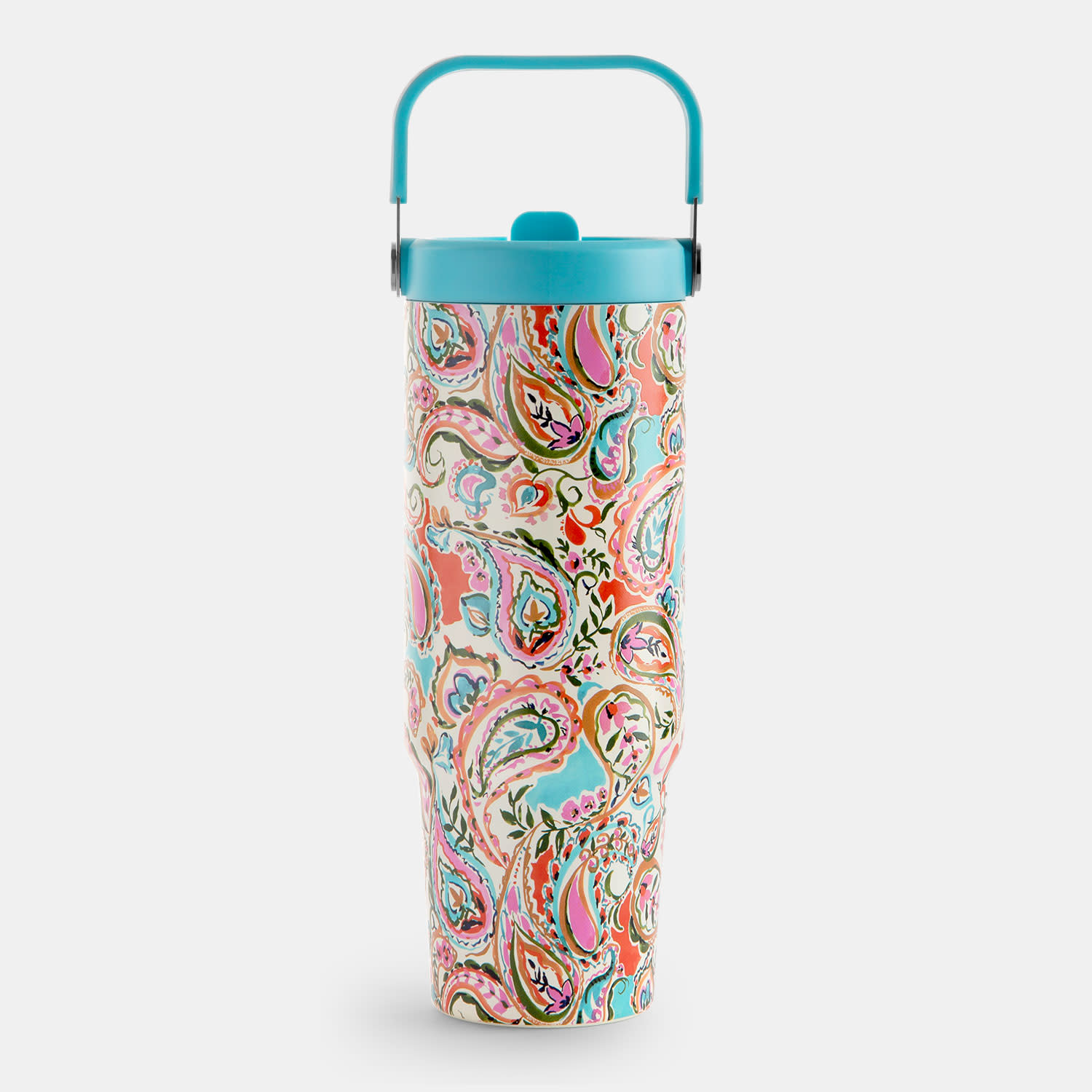 Sentio Παγούρι με Ενσωματωμένο Καλαμάκι 900ml Paisley Light Blue