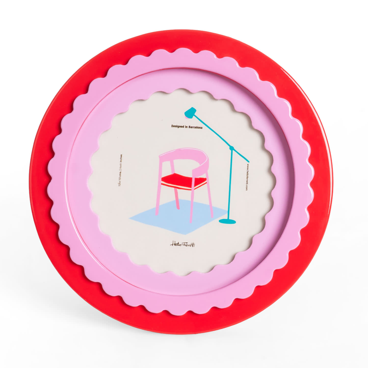 Helio Ferretti Κορνίζα Στρογγυλή Γυαλιστερή Κόκκινη