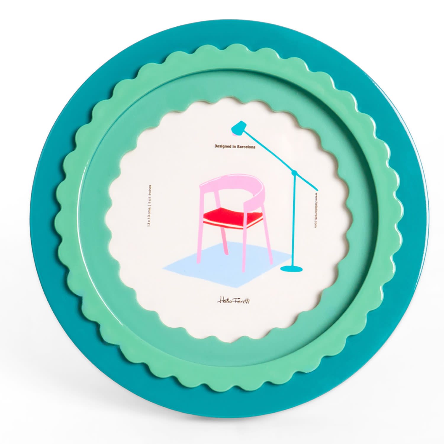 Helio Ferretti Κορνίζα Στρογγυλή Γυαλιστερή Πράσινη