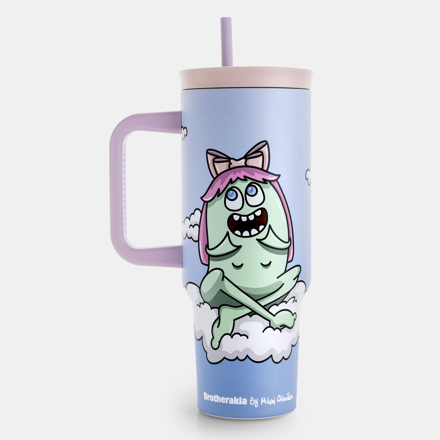 Sentio Παγούρι με Καλαμάκι 1200ml Γαλάζιο Brotherakia by Μικρή Ολλανδέζα