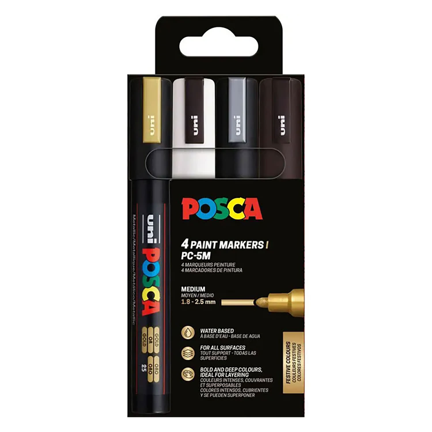 Uni-Ball Posca Μαρκαδόροι Ζωγραφικής με στρογγυλή μύτη Festive Colours 4τεμ.
