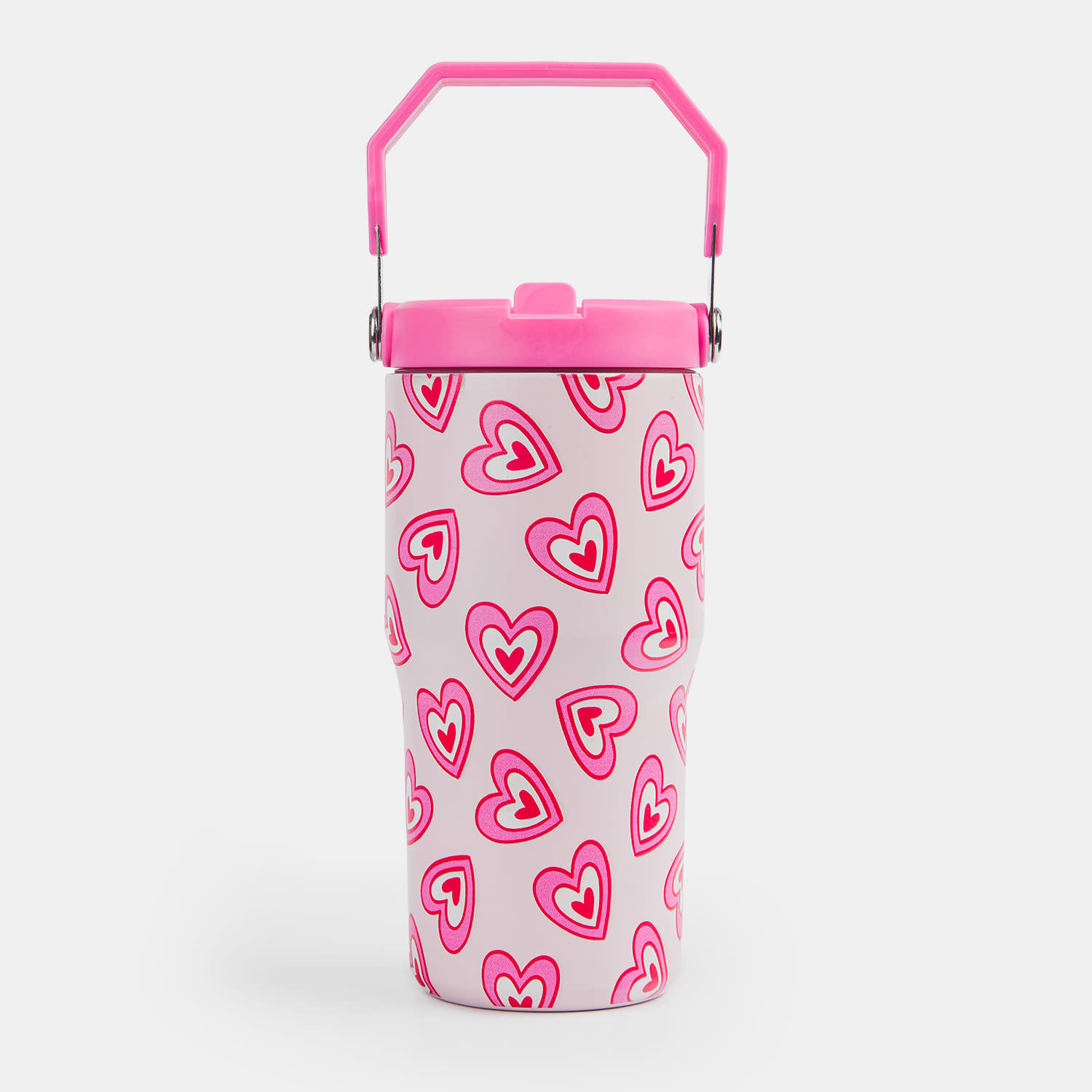 Sentio Παγούρι με Ενσωματωμένο Καλαμάκι 600ml Retro Hearts