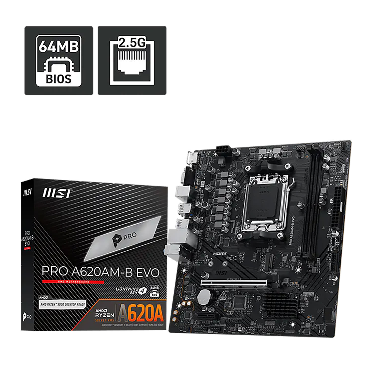 MSI Motherboard A620A M-B EVO (A620/AM5/DDR5)
