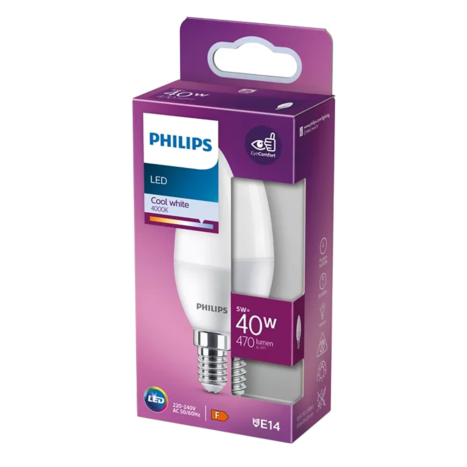 Philips Λαμπτήρας Ε14 5W 4000K 470lm
