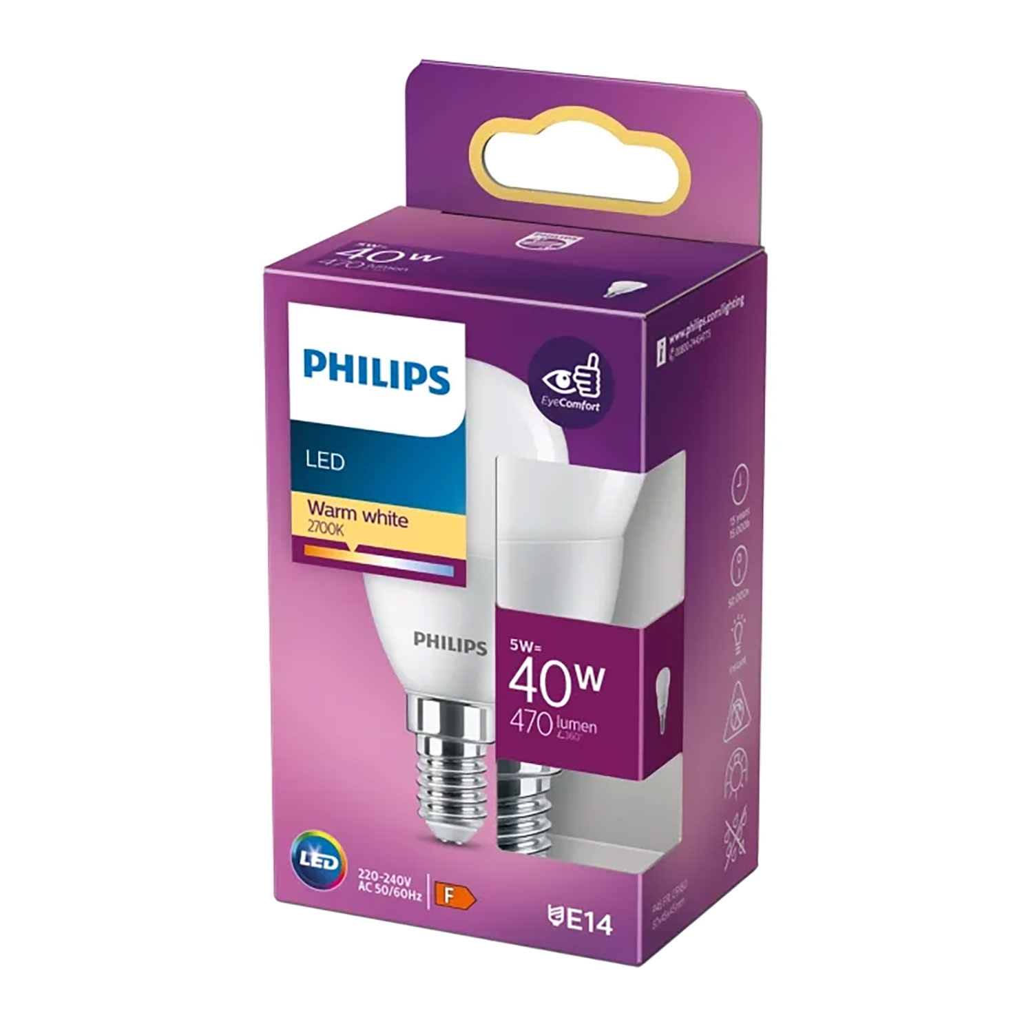 Philips Λαμπτήρας Ε14 5W 2700K 470lm
