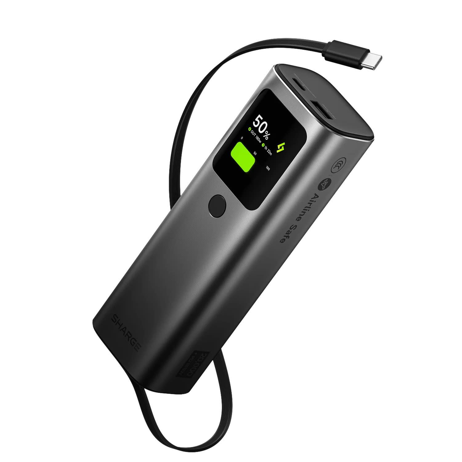 Sharge PowerBank 20.000mAh Retractable 3 Port 165W