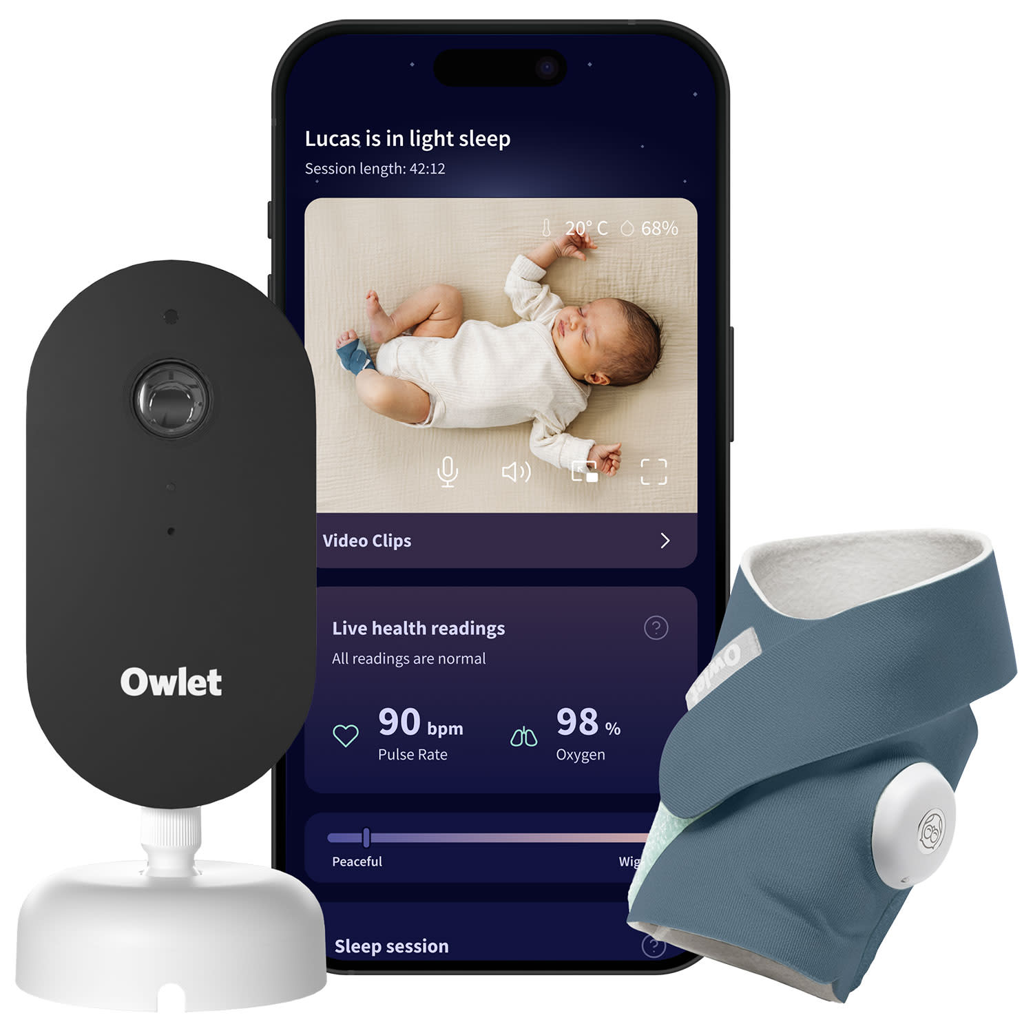 Owlet Dream Duo - Bedtime Blue Baby Monitor PSR3NWBIN