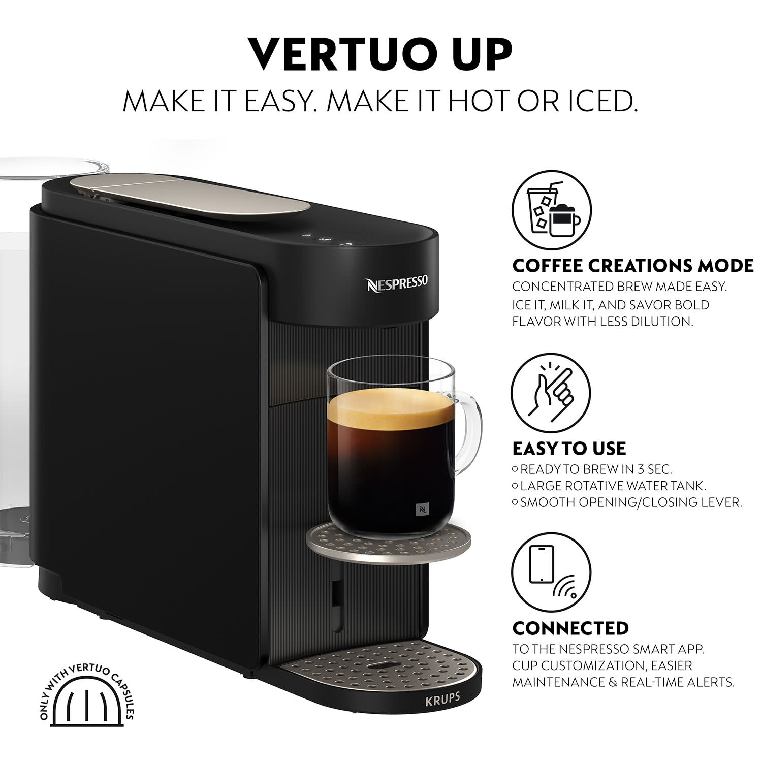 Εικόνα 9 του Krups Καφετιέρα Espresso Με κάψουλα XN9408 Vertuo Up