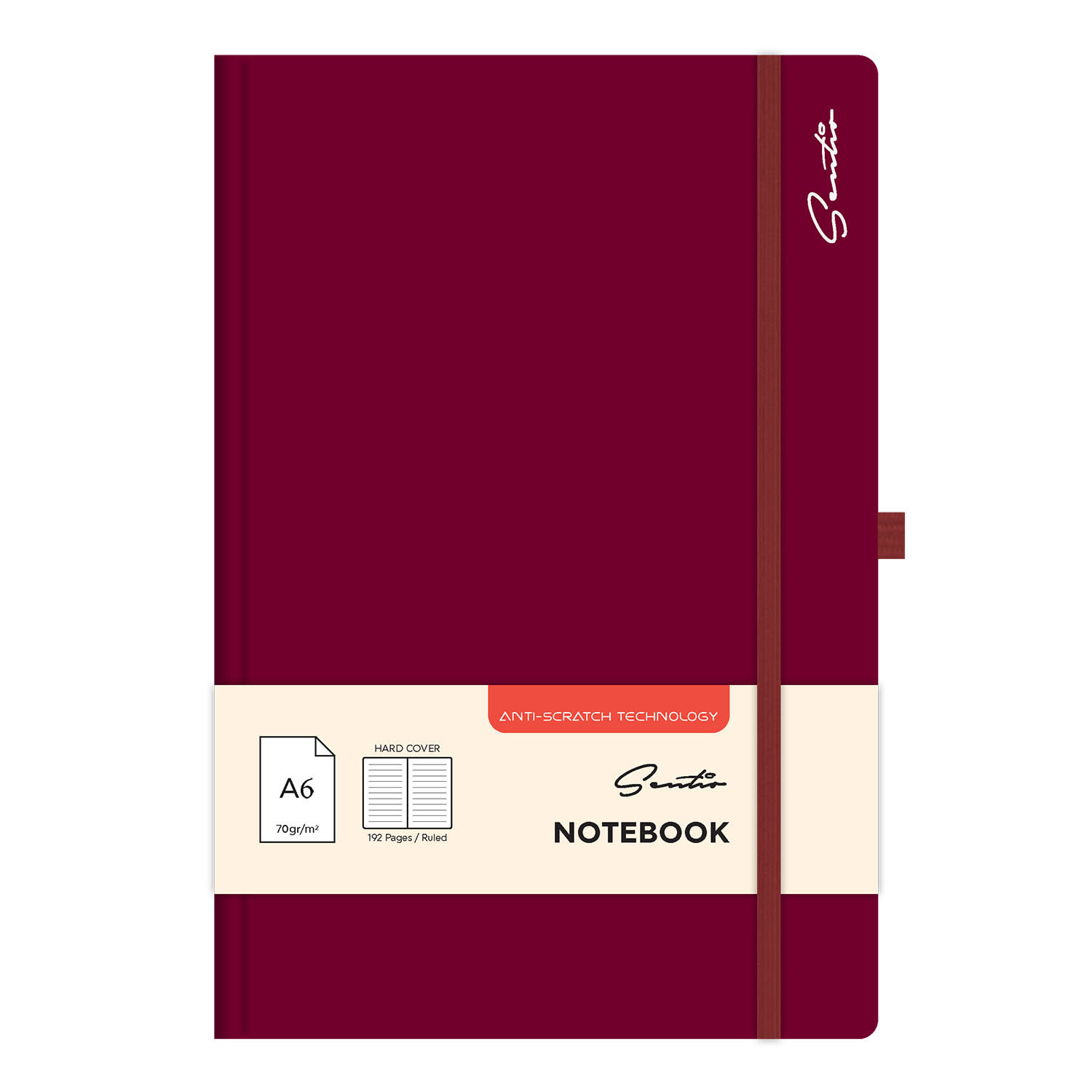 Sentio Σημειωματάριο Δετό με Σκληρό Εξώφυλλο Α6 Ριγέ 96φ Cherry Red