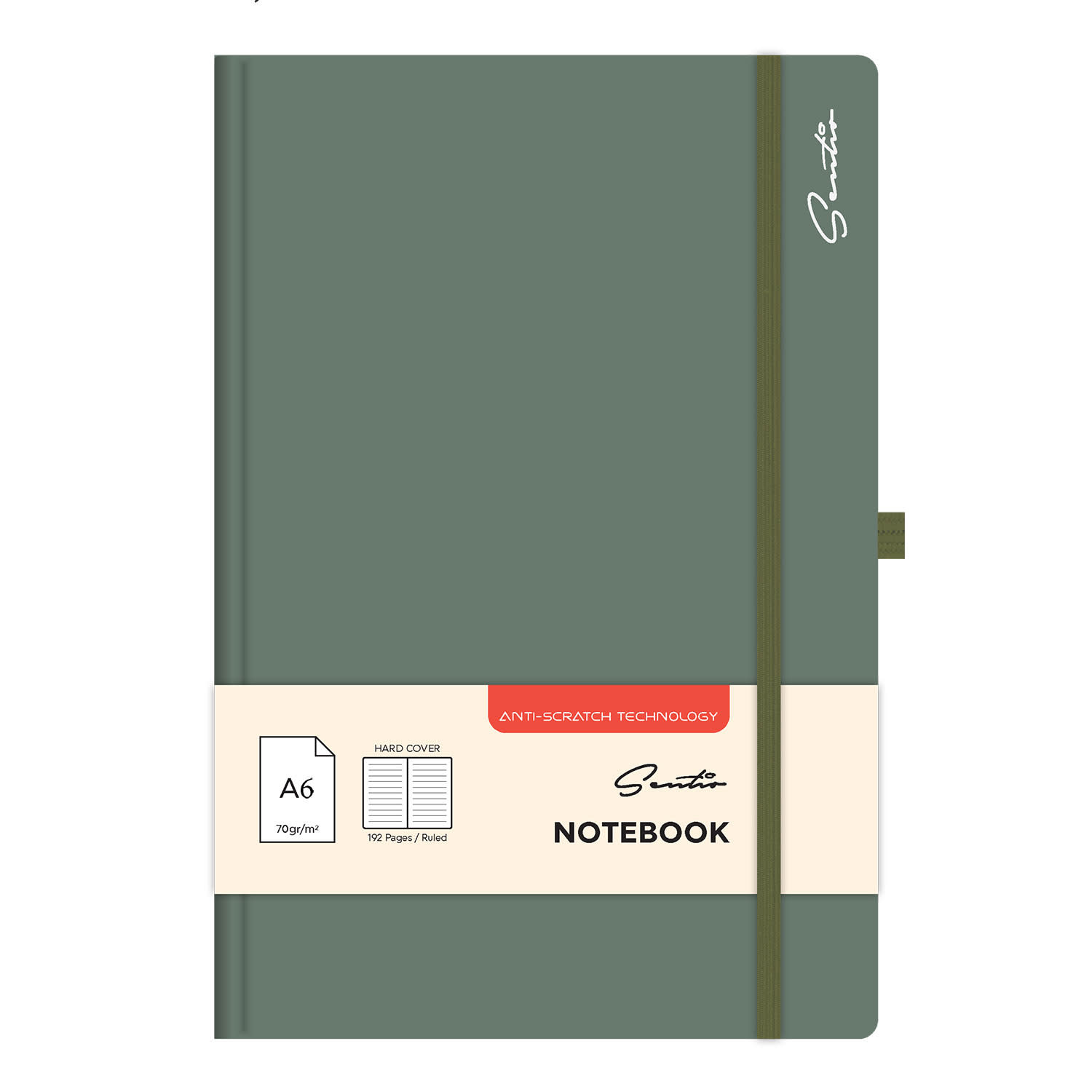 Sentio Σημειωματάριο Δετό με Σκληρό Εξώφυλλο Α6 Ριγέ 96φ Sage Green