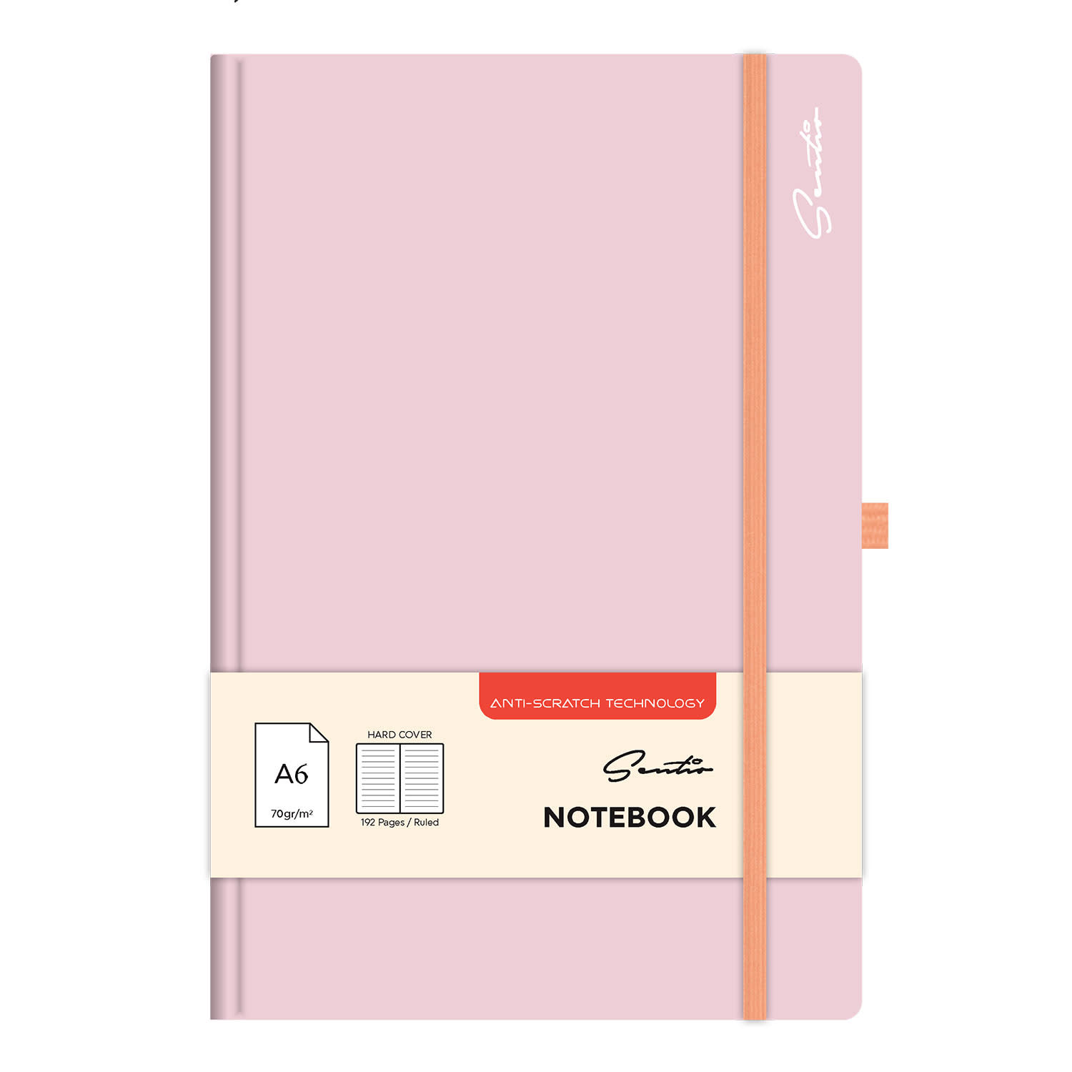 Sentio Σημειωματάριο Δετό με Σκληρό Εξώφυλλο Α6 Ριγέ 96φ Piggy Pink