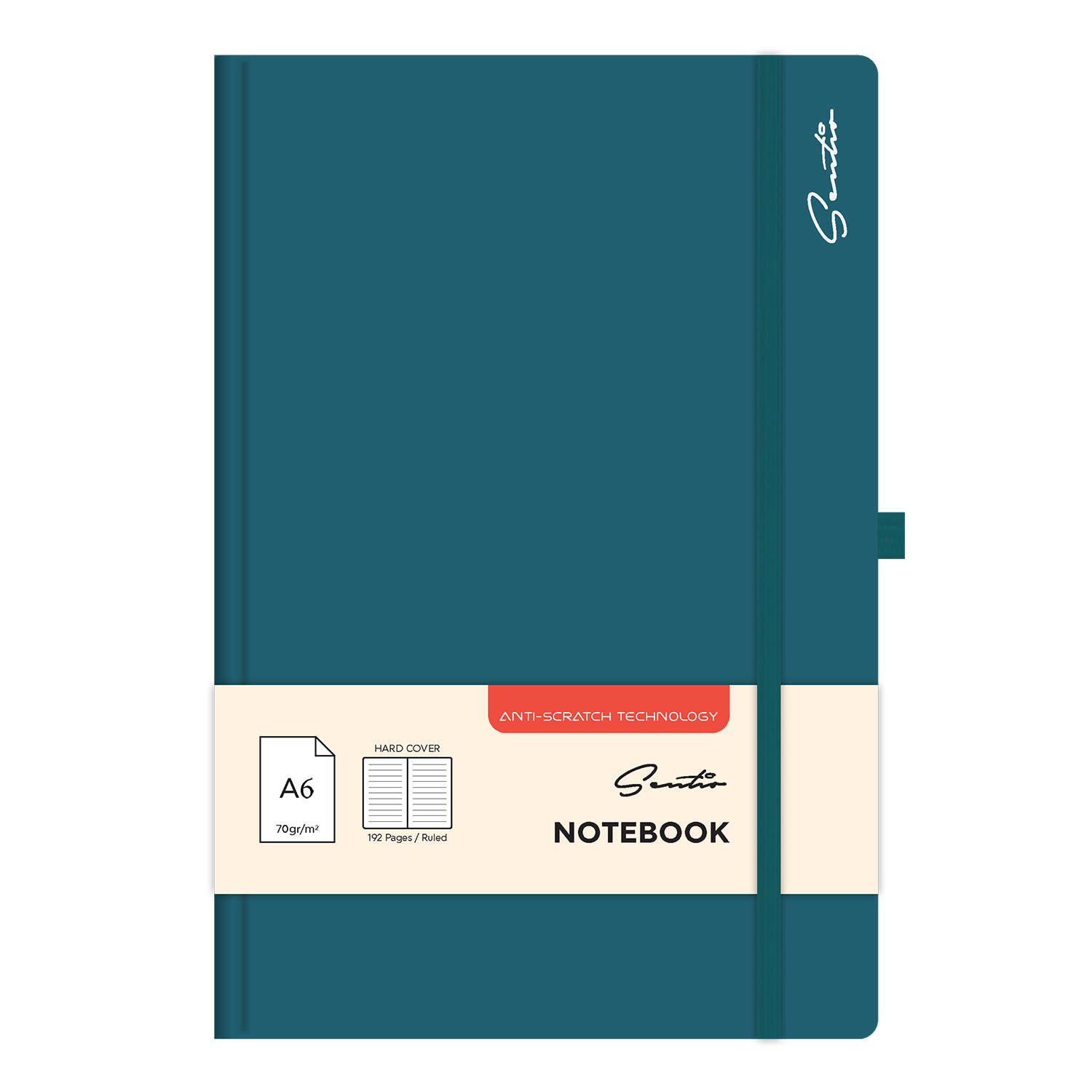 Sentio Σημειωματάριο Δετό με Σκληρό Εξώφυλλο Α6 Ριγέ 96φ Crystal Teal