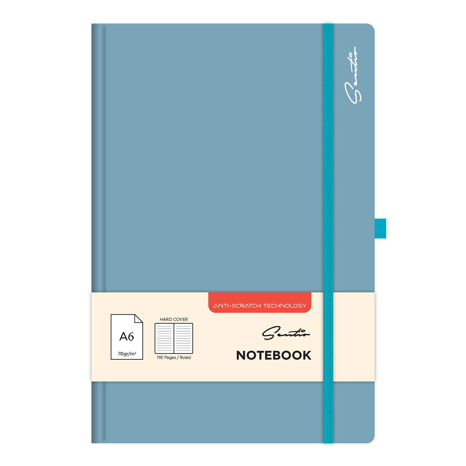 Sentio Σημειωματάριο Δετό με Σκληρό Εξώφυλλο Α6 Ριγέ 96φ Baby Blue