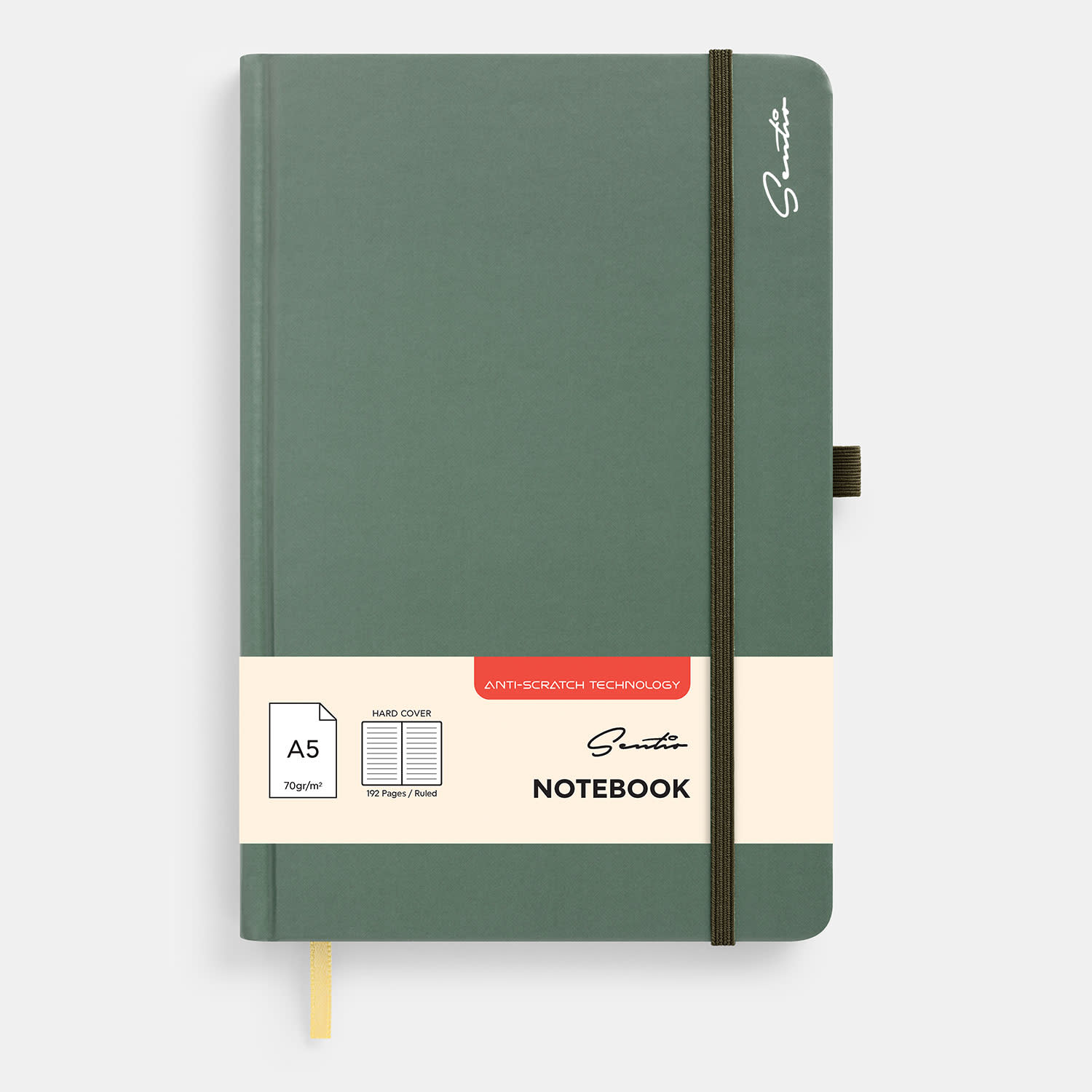 Sentio Σημειωματάριο Δετό με Σκληρό Εξώφυλλο Α5 Ριγέ 96φ Sage Green