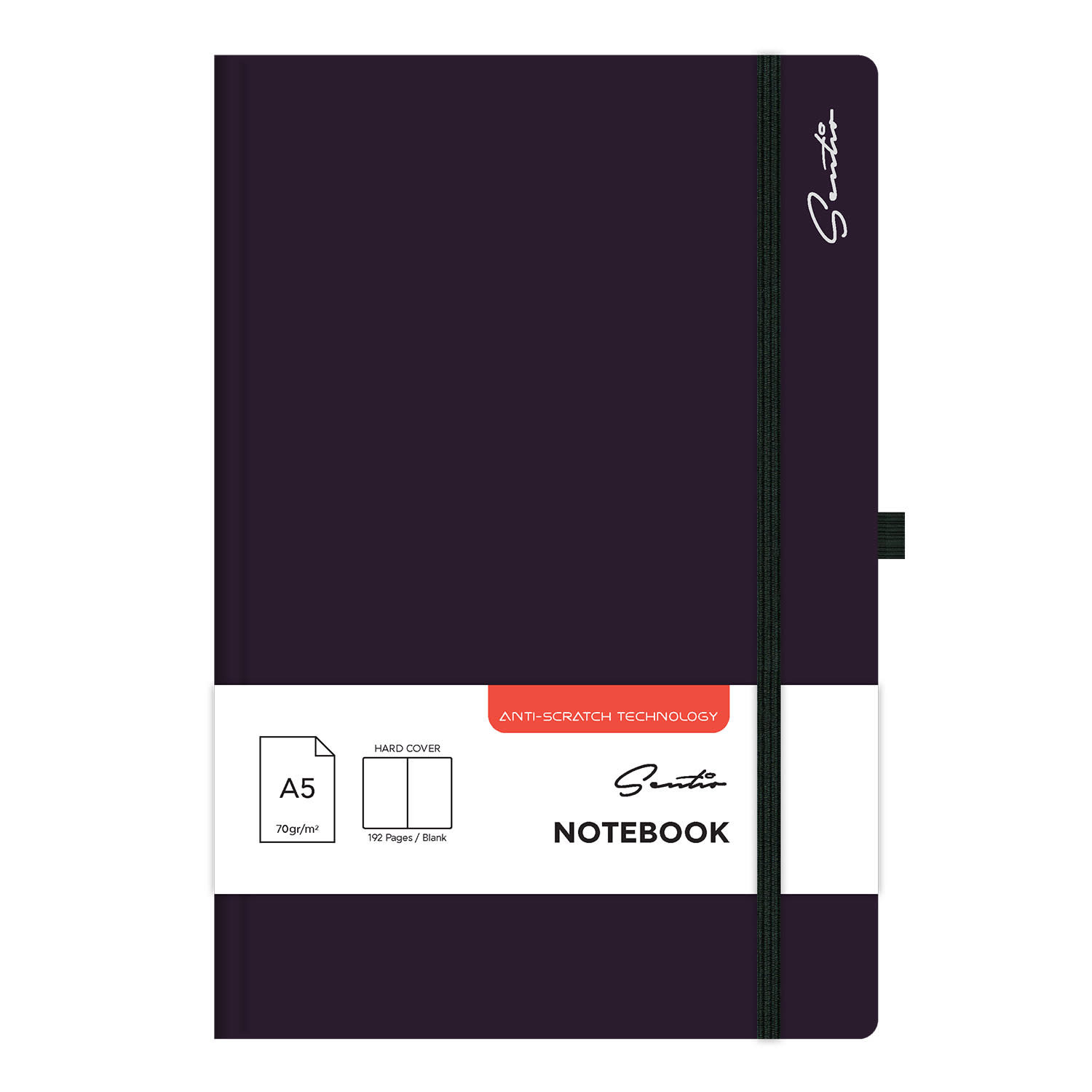 Sentio Σημειωματάριο Δετό Με Σκληρό Εξώφυλλο Α5 Λευκά Φύλλα 96φ Μαύρο