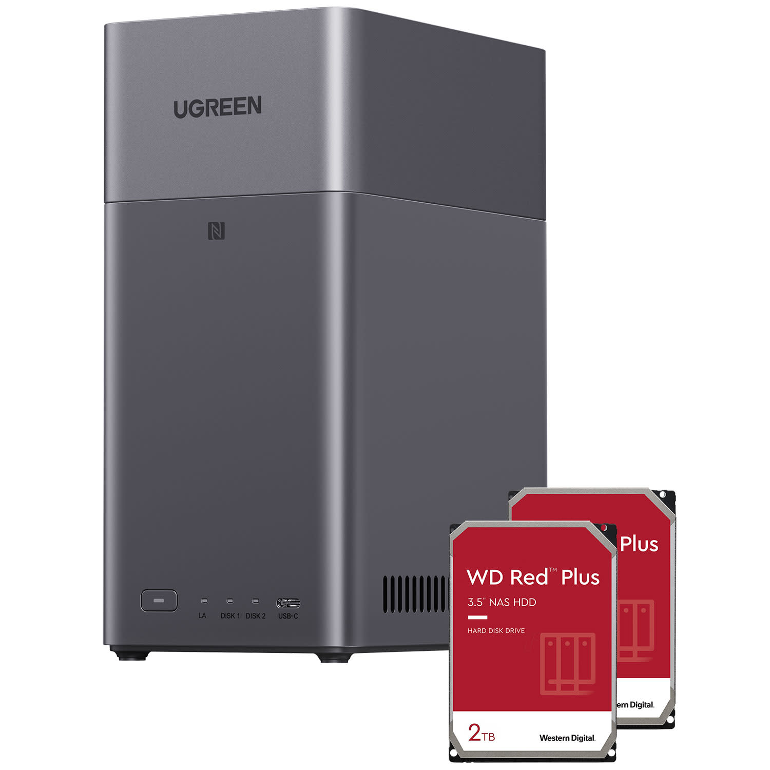 Ugreen DH2300 NAS & 2x 2TB WD HDD Red Plus