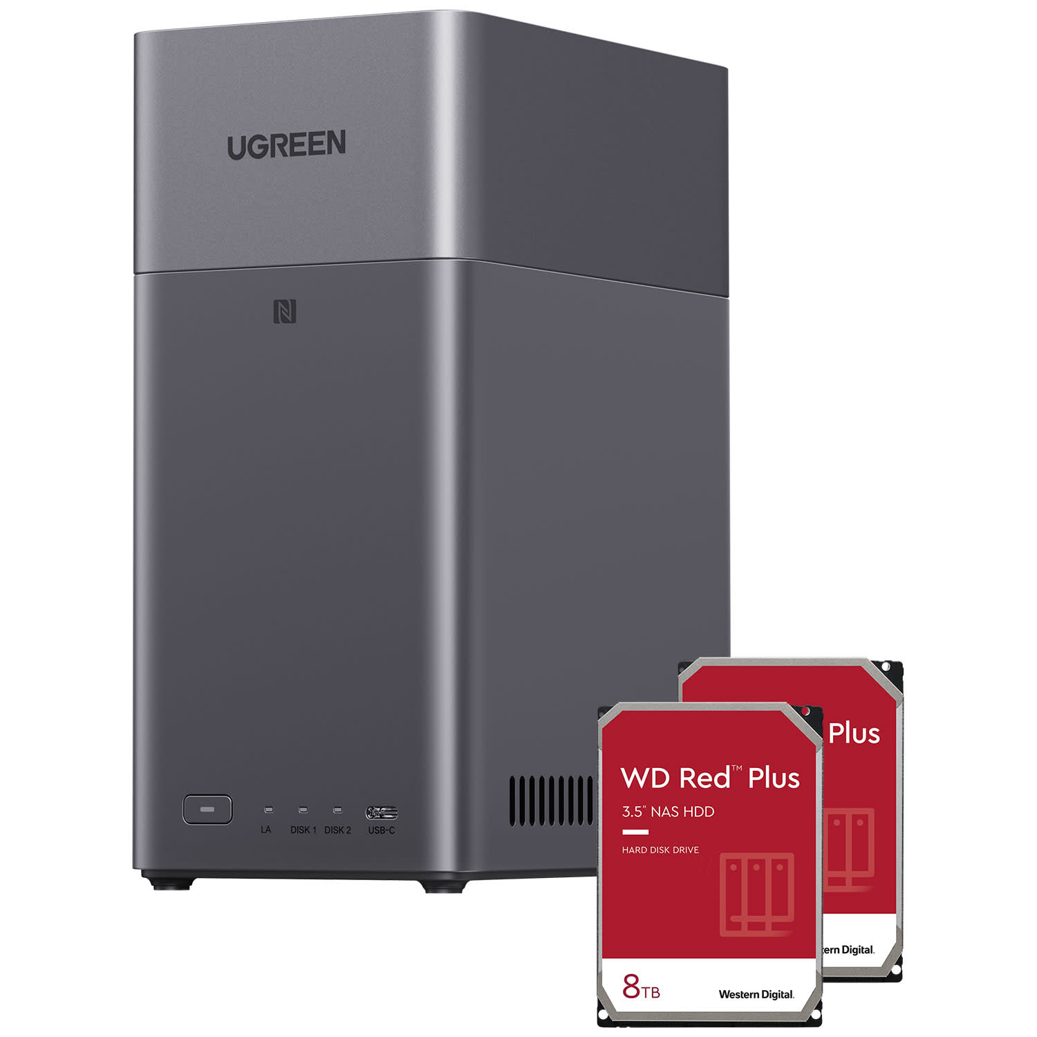 Ugreen DH4300 Plus NAS & 2x 8TB WD HDD Red Plus