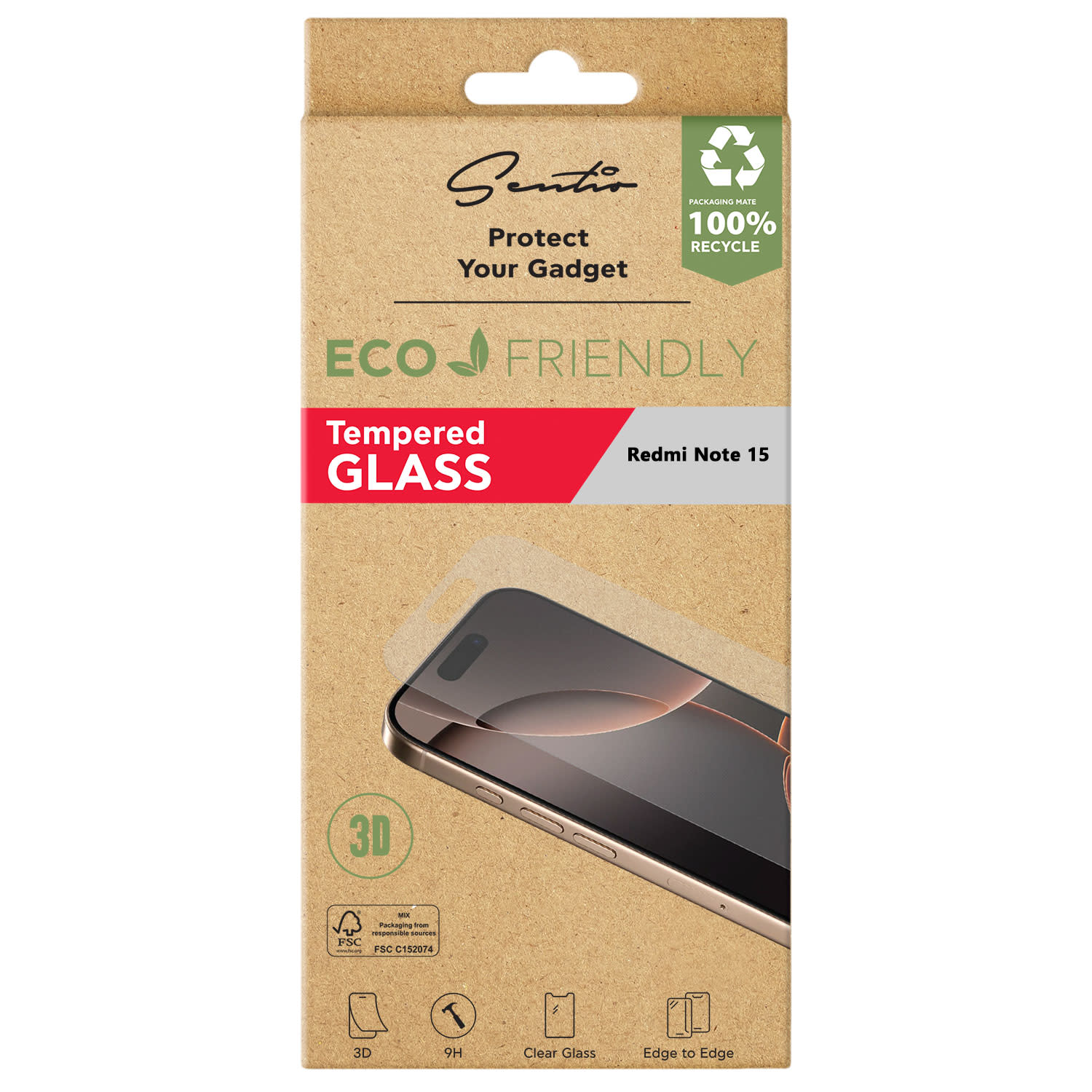 Sentio Γυαλί Tempered 3D για Redmi Note 15