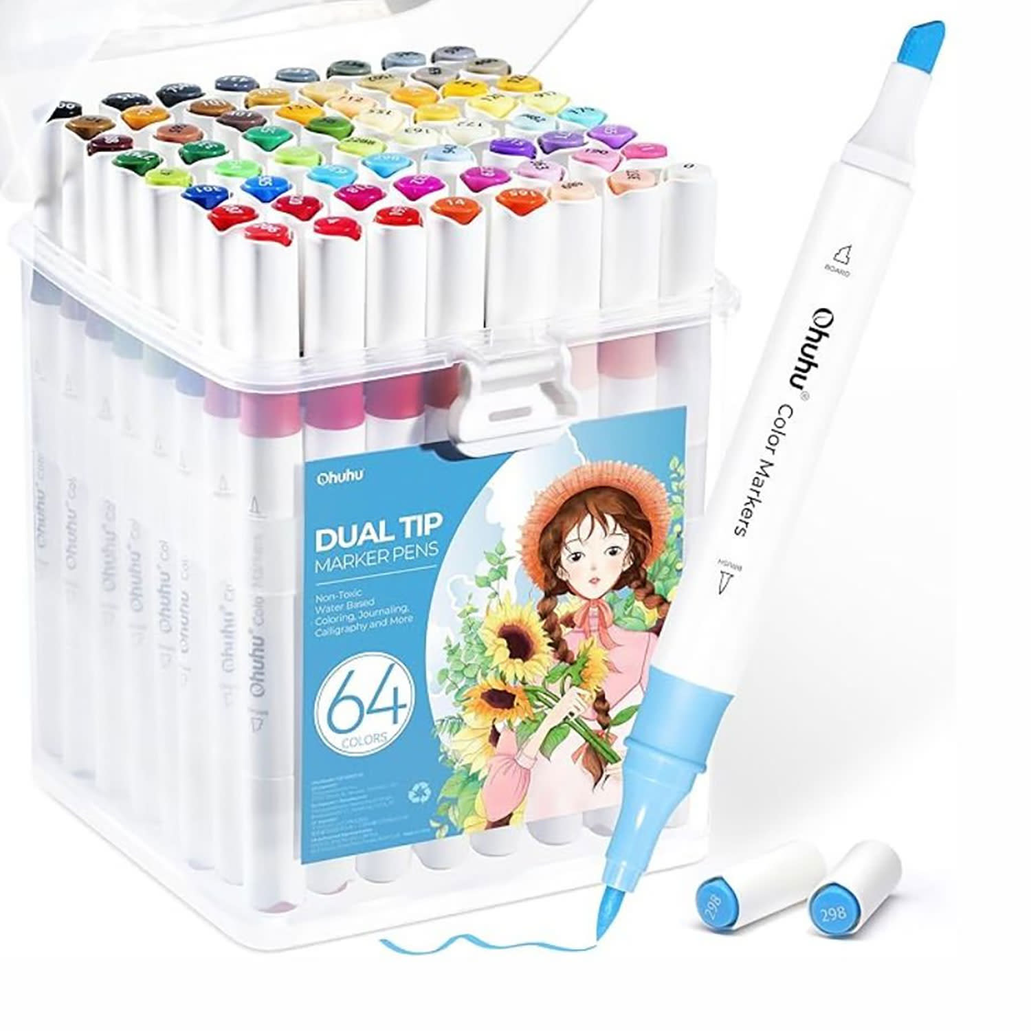 Ohuhu Μαρκαδόροι Ζωγραφικής Νερού με διπλή μύτη Brush & Chisel 64τεμ.