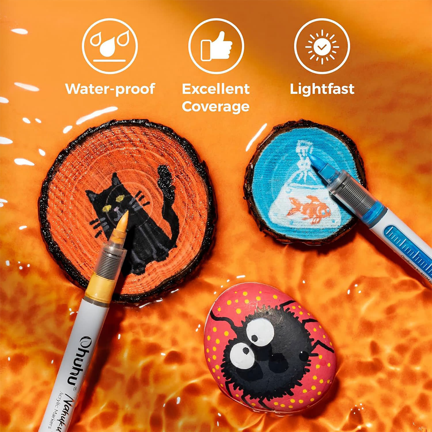 Εικόνα 7 του Ohuhu Μαρκαδόροι Ζωγραφικής Ακρυλικοί με μύτη Πινέλο Nahuku 24τεμ.