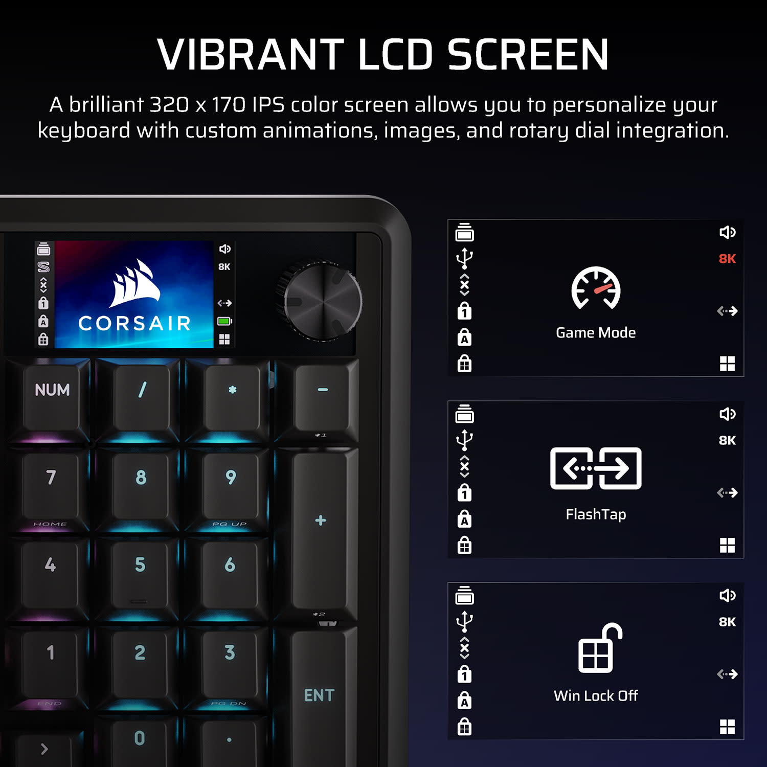 Εικόνα 5 του Corsair Keyboard Vanguard 96 LCD Wireless (RGB, MLX PBT)