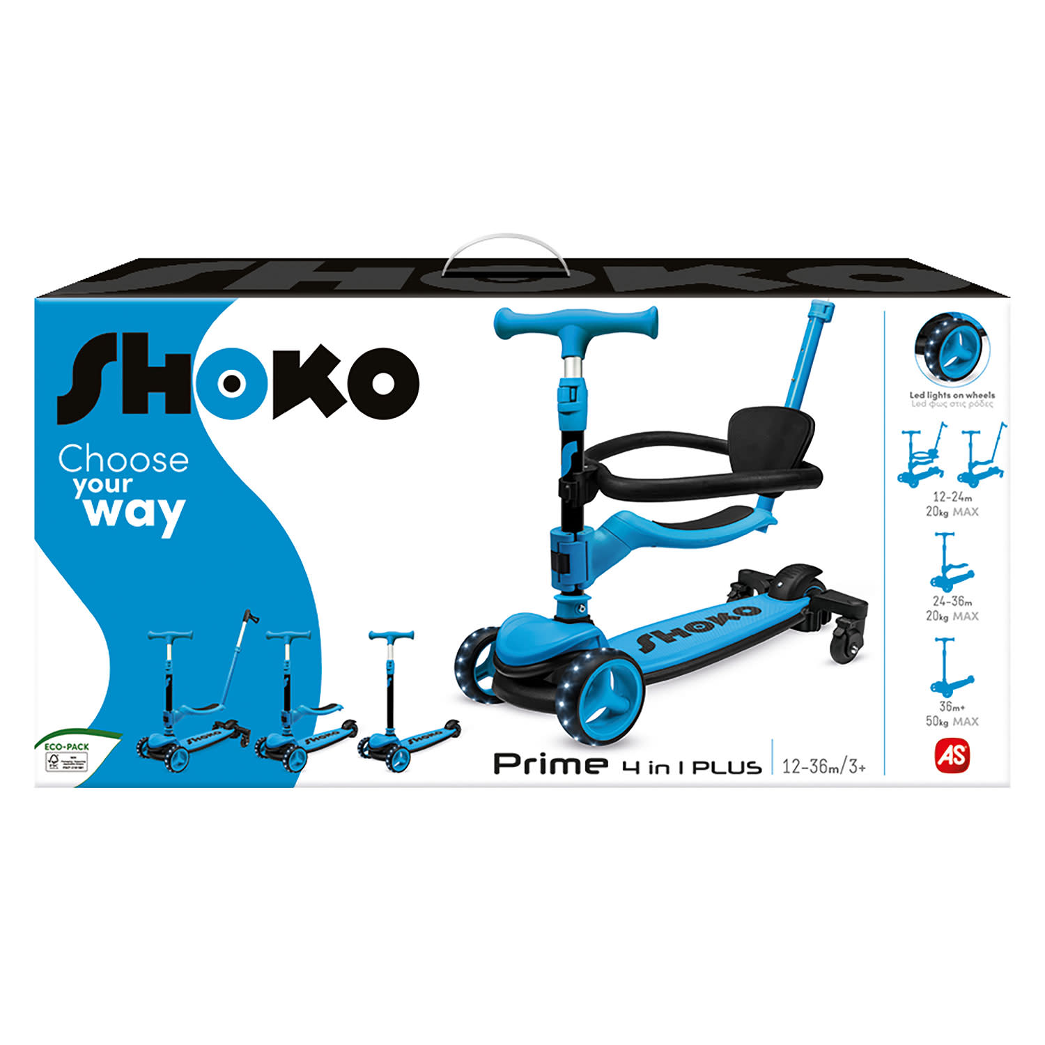 AS Πατίνι Shoko Scooter Prime 4 In 1 Plus Μπλε