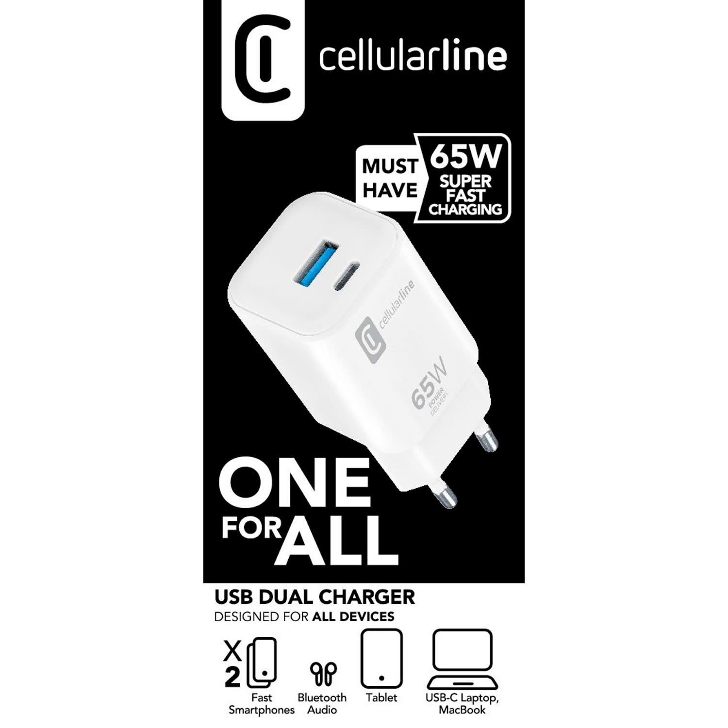 Εικόνα 2 του Cellularline Φορτιστής GaN+ 3 Θέσεων 65W Λευκό